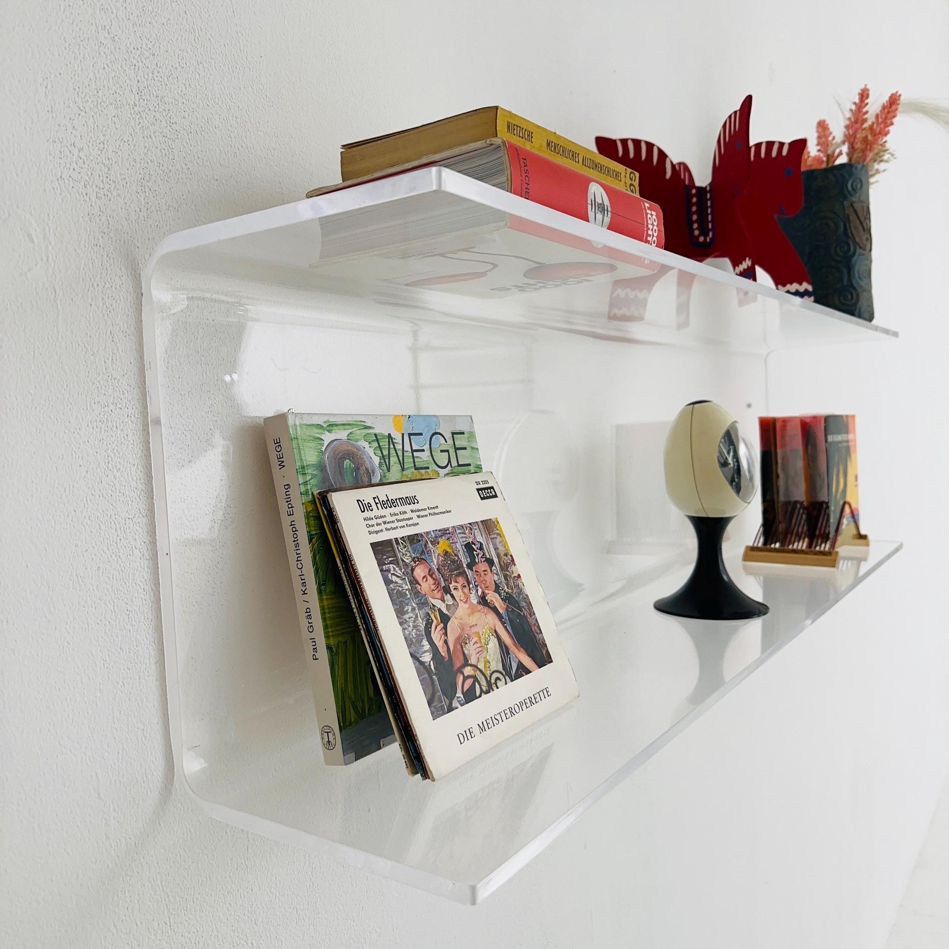 1 of 2 Space Age Plexiglass Wall Shelf — Large Transparent Acrylic Display Vintage 1970s Italy