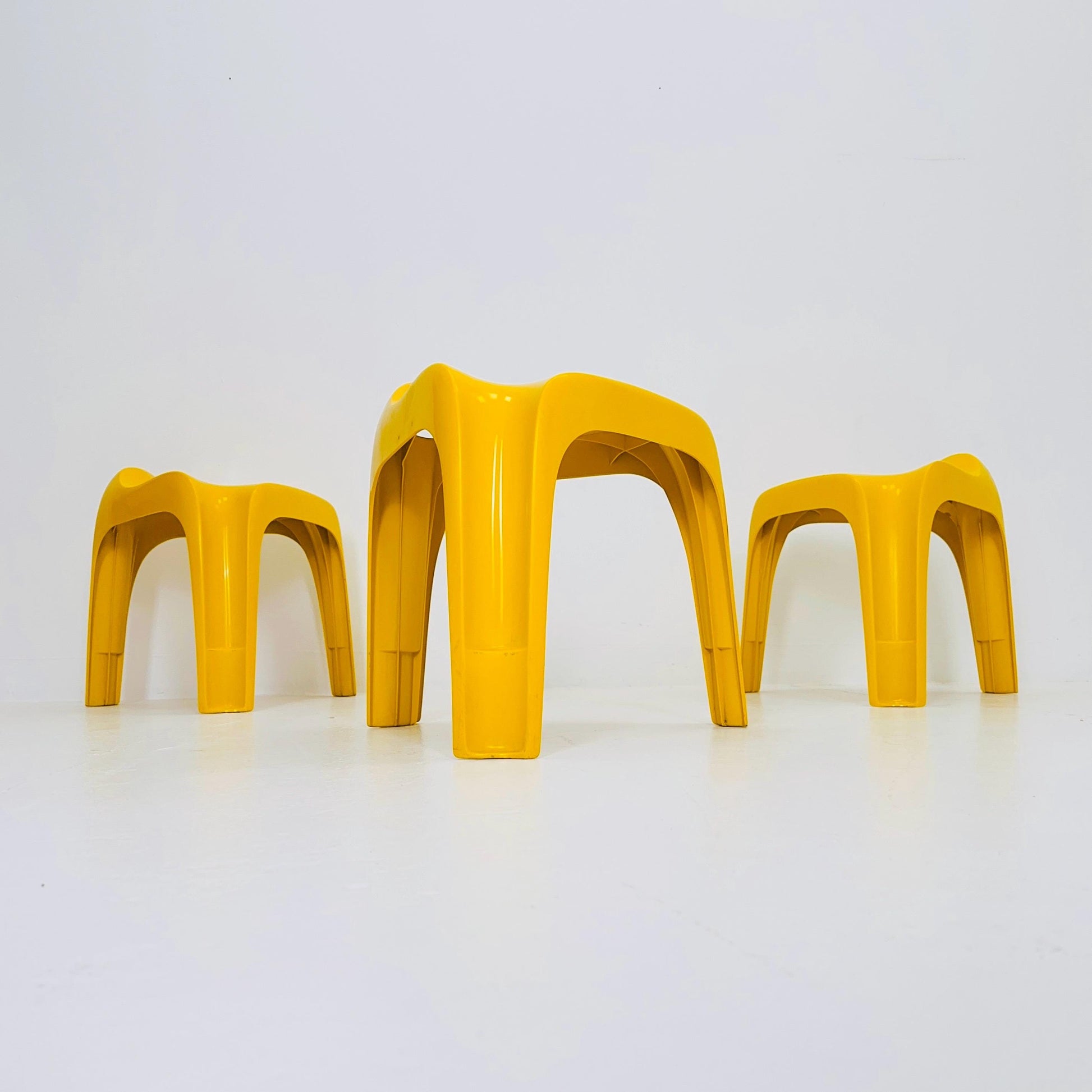 1 of 3 Mid century yellow space age Taboret stool by Alexander Begge for Casala 1970s Germany