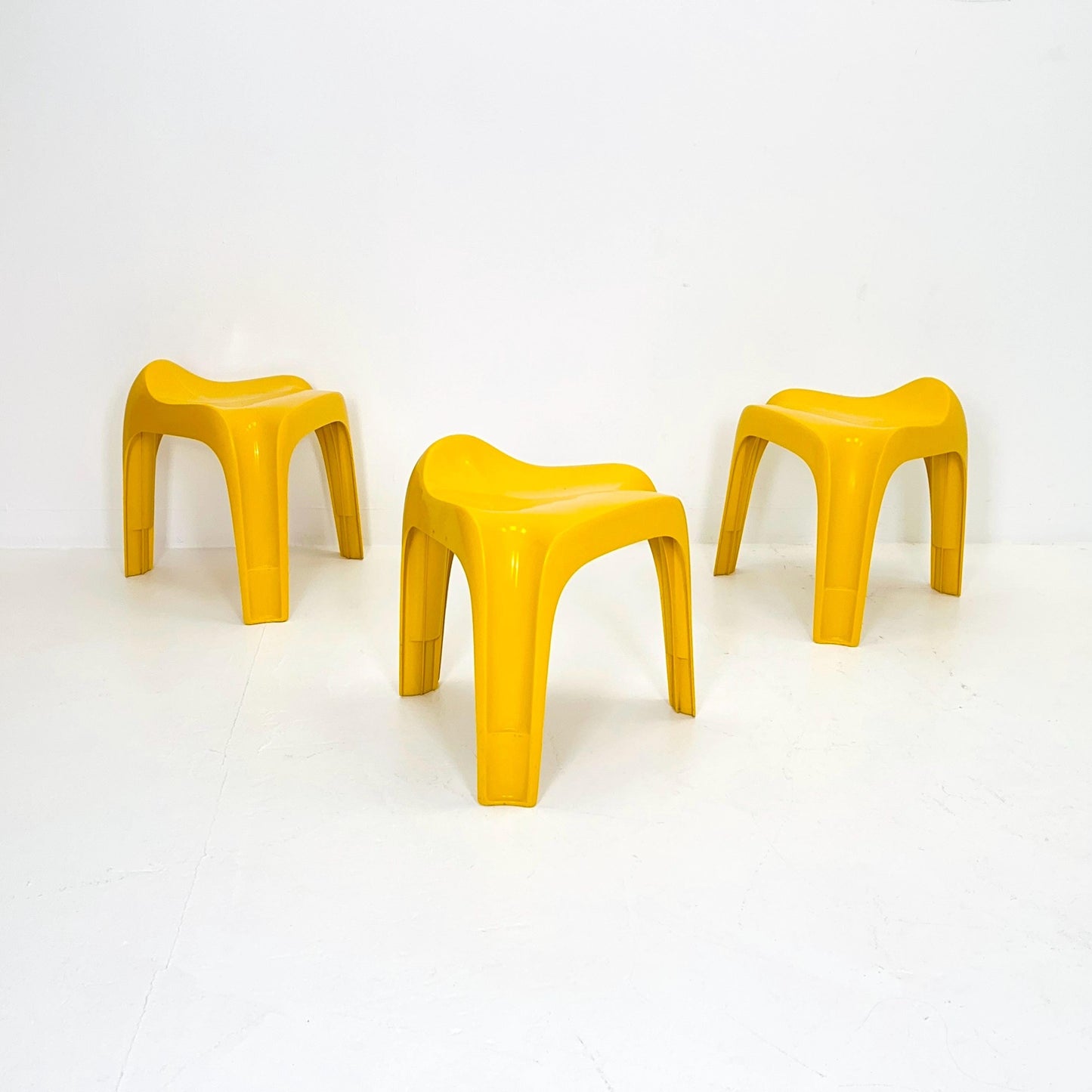 1 of 3 Mid century yellow space age Taboret stool by Alexander Begge for Casala 1970s Germany