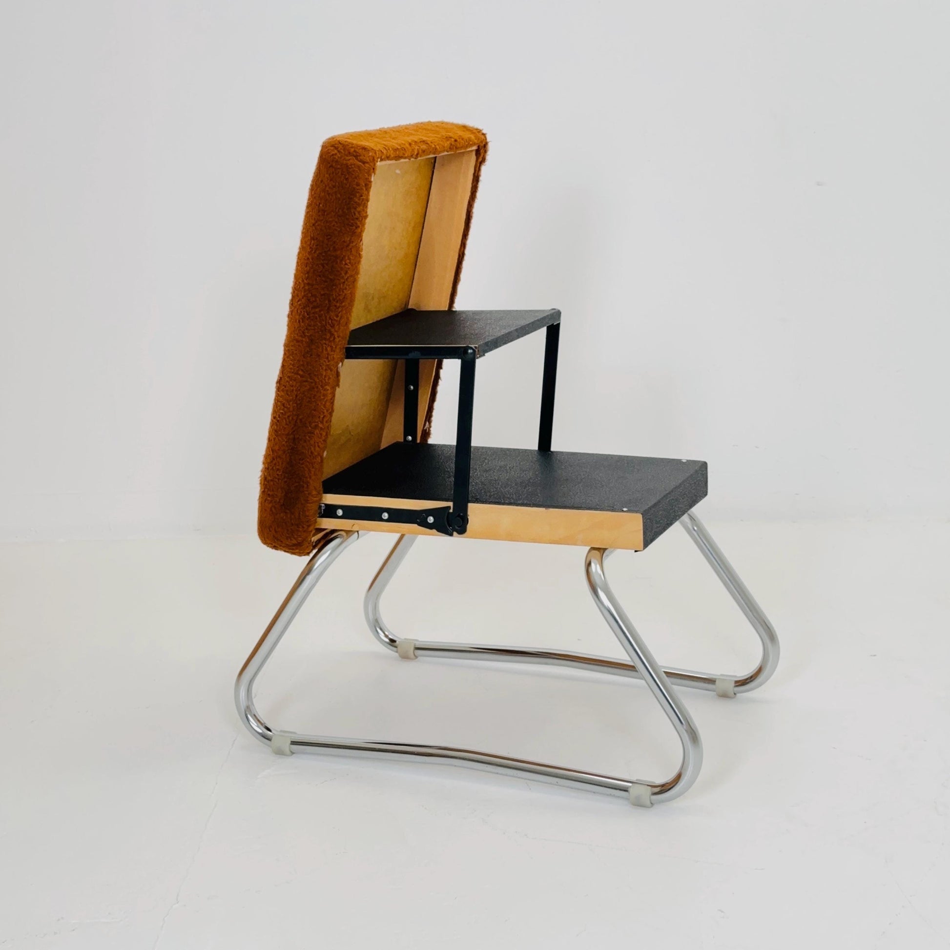 Mid century Bauhaus Stool with Chrome Accents and Hidden Steps –1960s