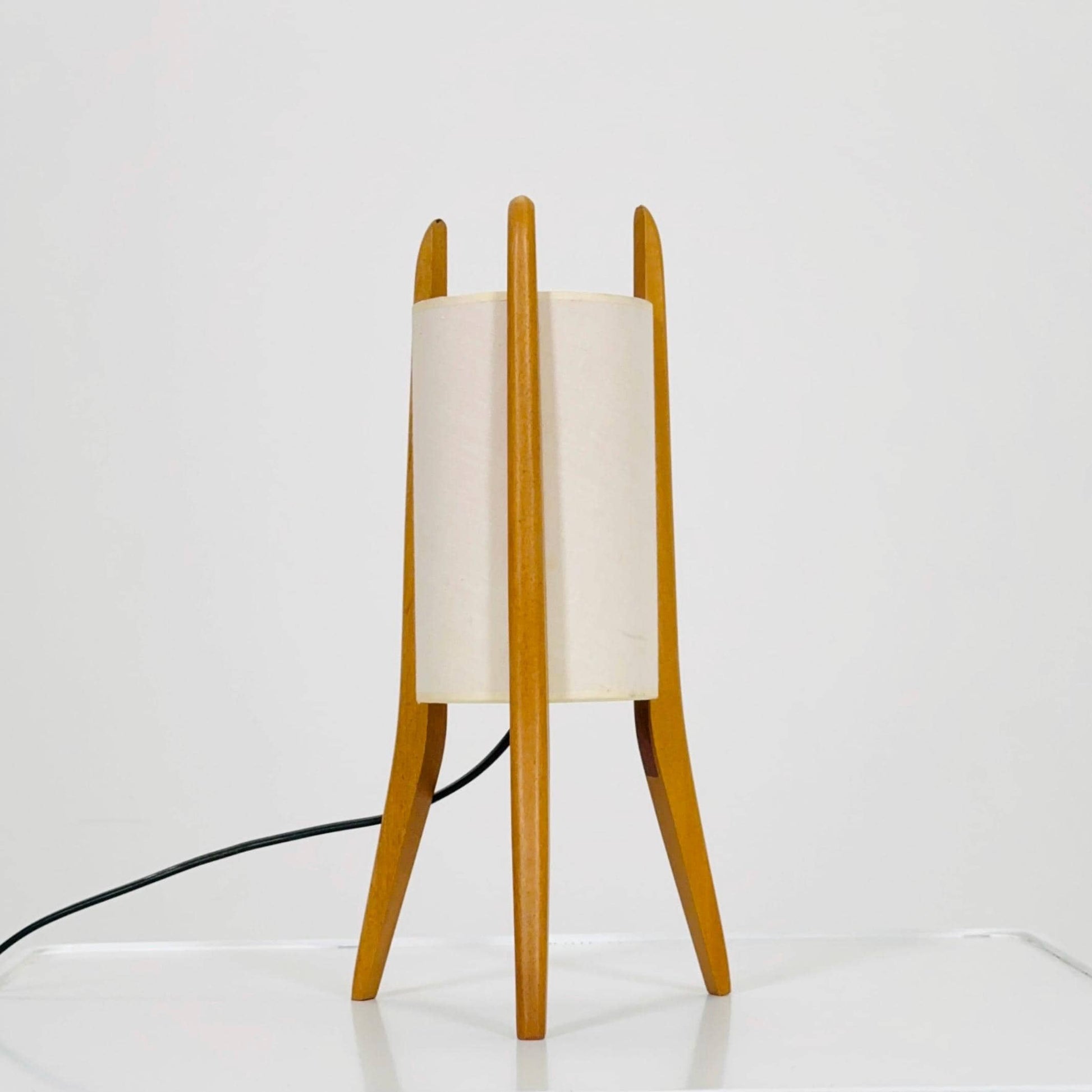 Mid-Century Danish Teak & Fabric Table Lamp | 1960s Sweden