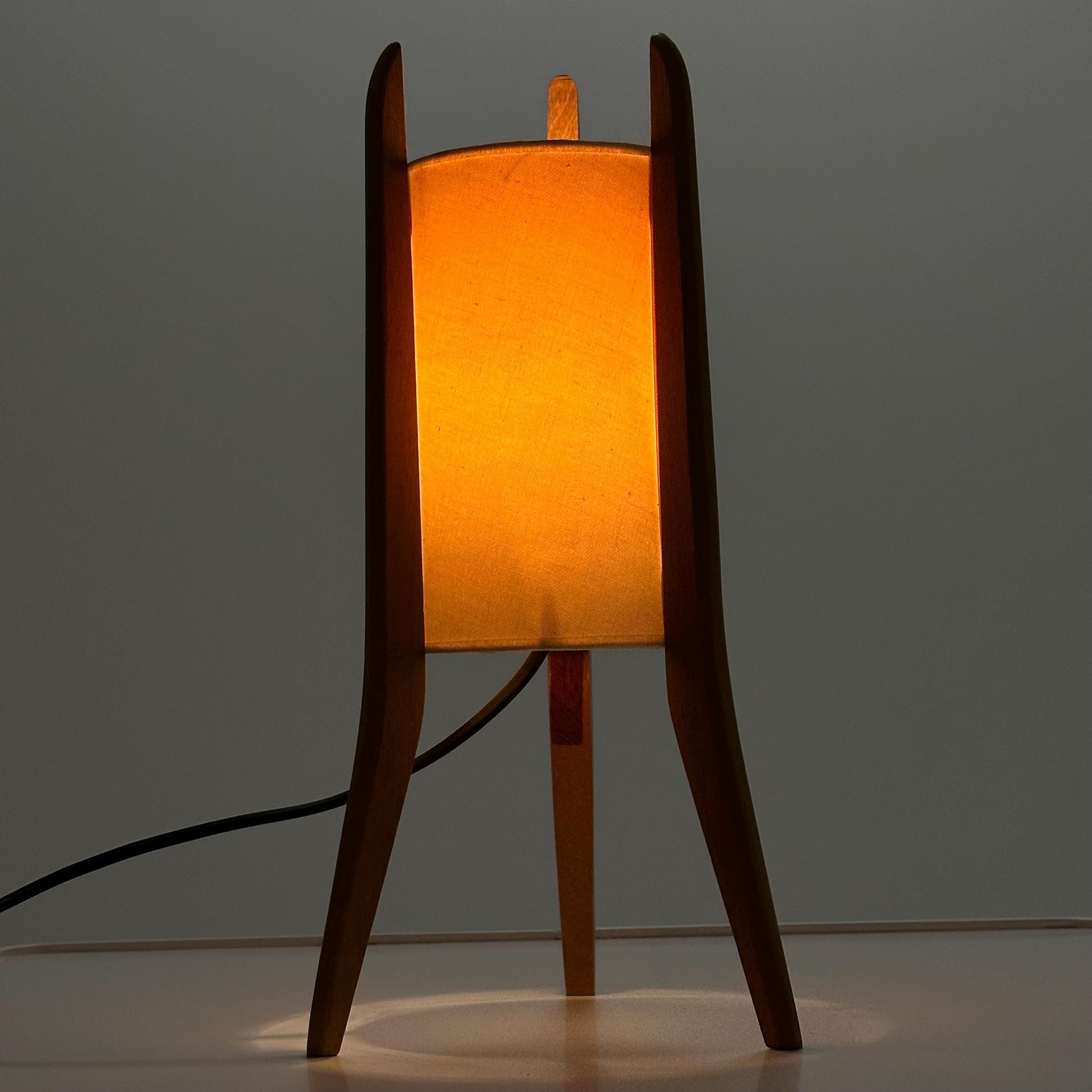 Mid-Century Danish Teak & Fabric Table Lamp | 1960s Sweden