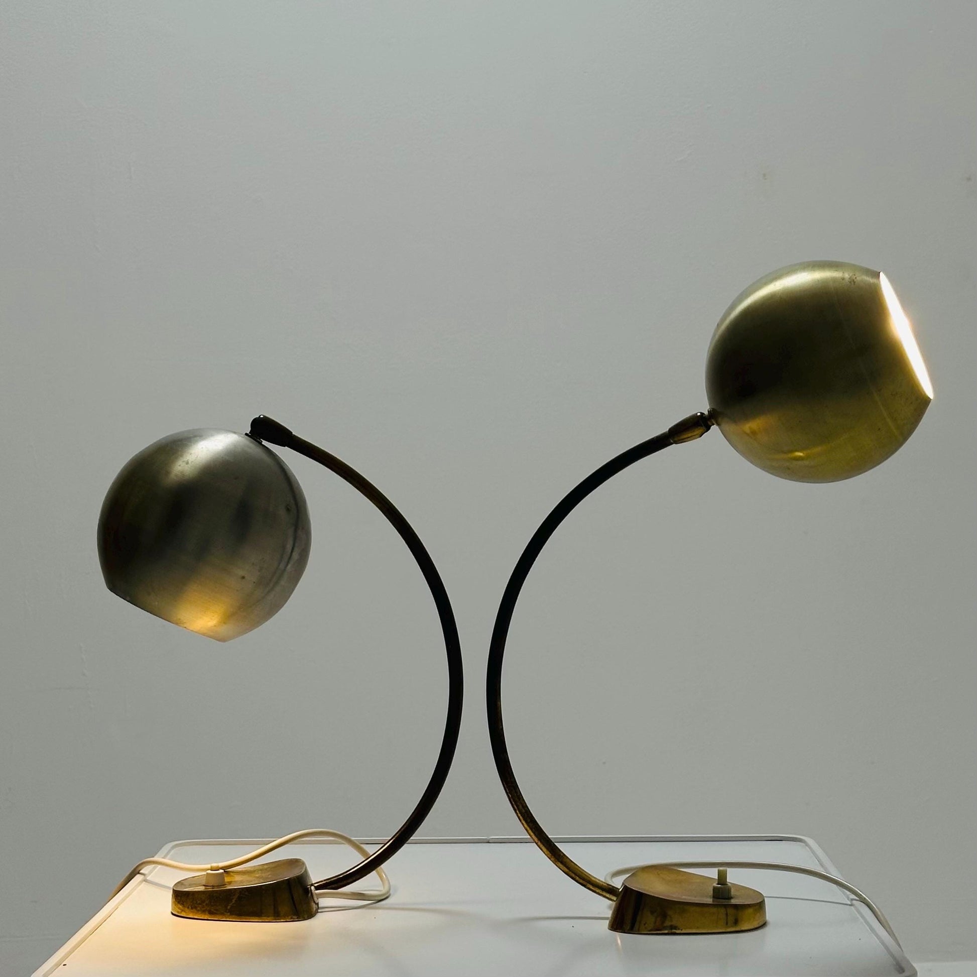 Pair of Mid-Century Brass Table Lamps by Aneta | 1950s Sweden