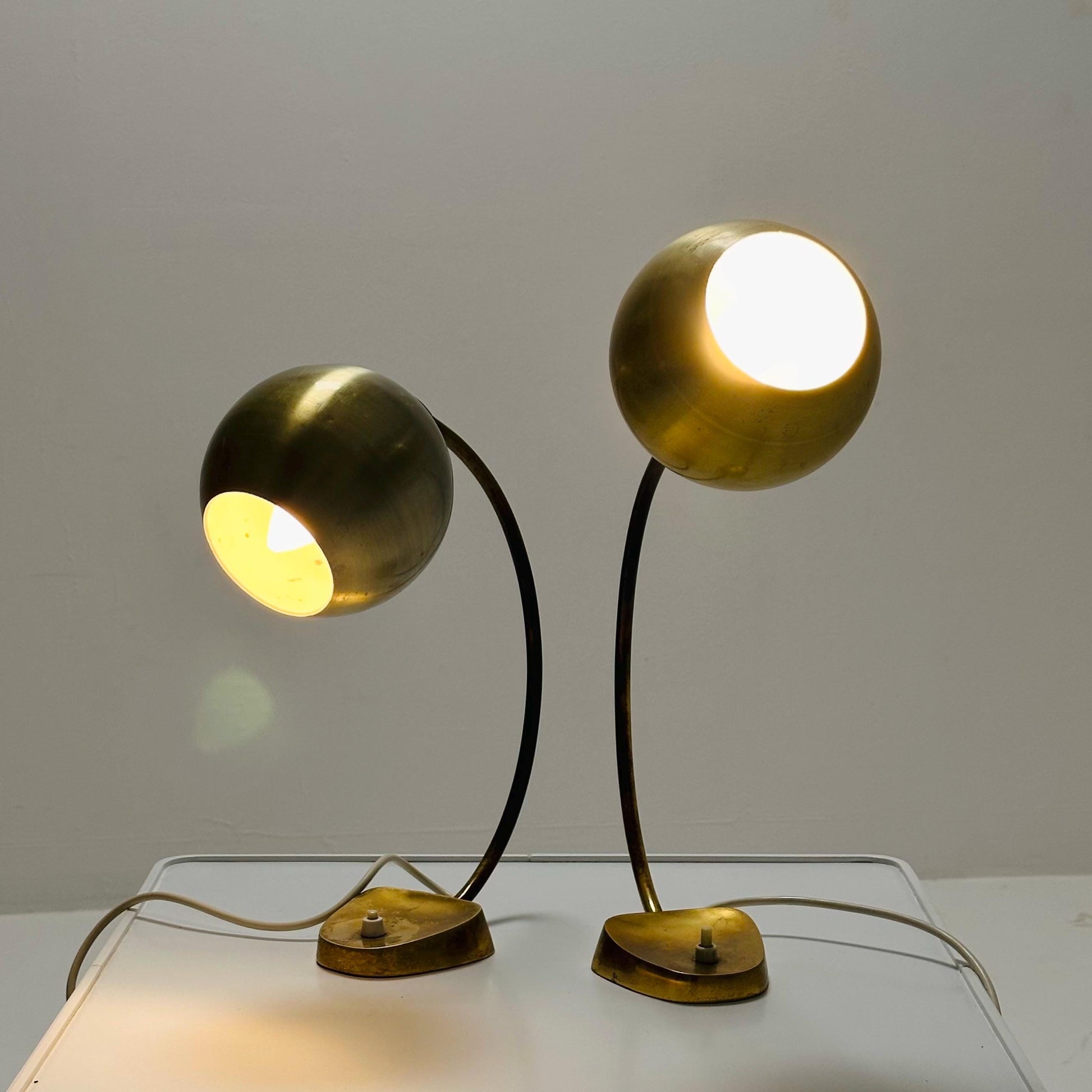 Pair of Mid-Century Brass Table Lamps by Aneta | 1950s Sweden