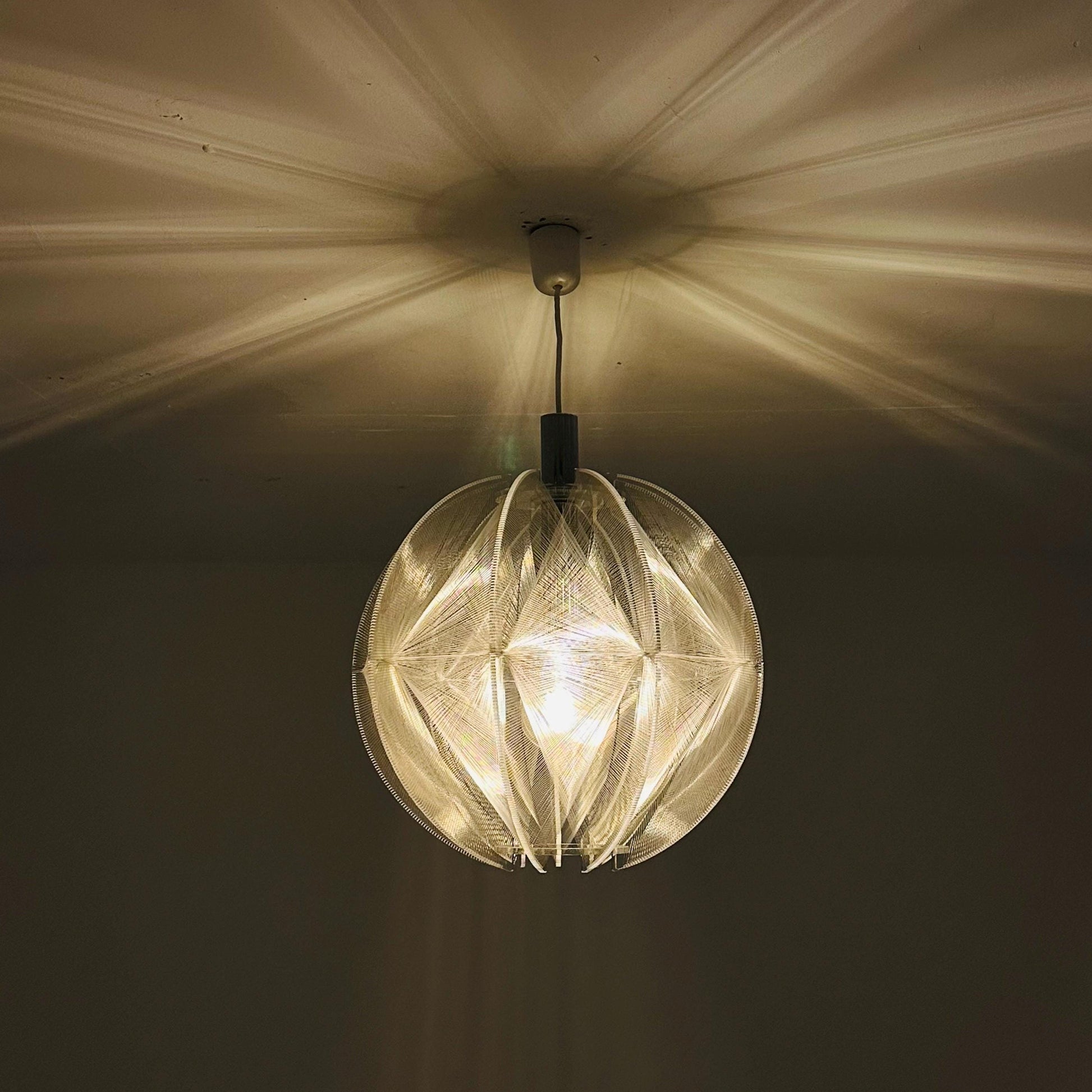 Mid‑Century Modern Space‑Age Paul Secon “Sompex” Nylon String Pendant Lamp | 1970s Germany