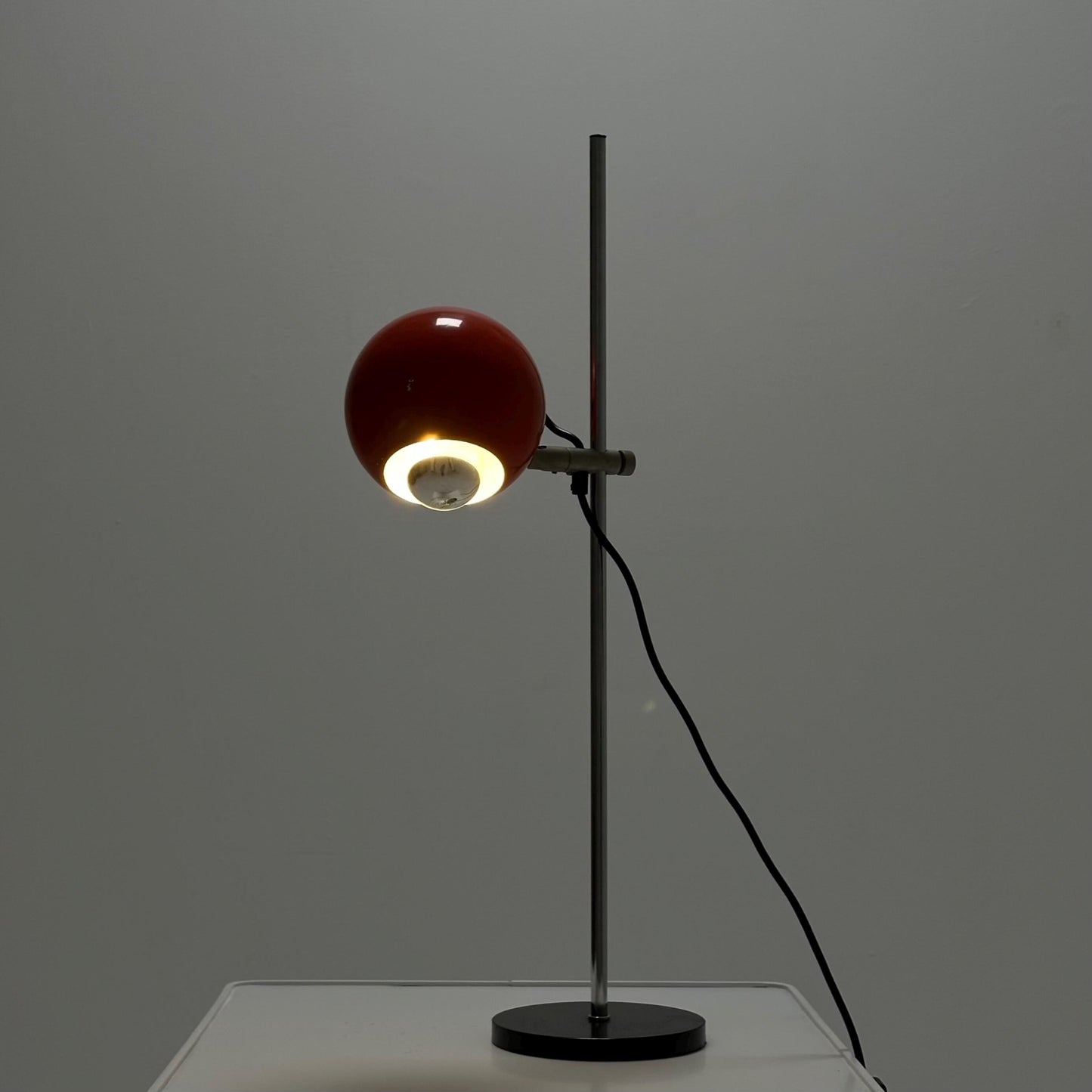 Mid Century Orange Desk Lamp — Task Table Lamp Space Age — Adjustable Eye Ball Bedside Light — Holland 1970s