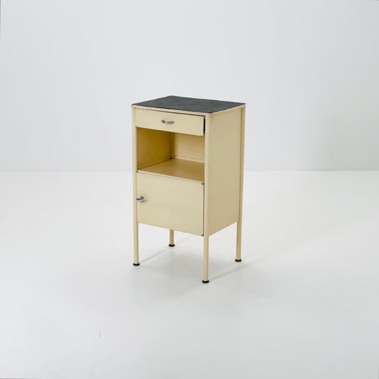Mid century Bauhaus metal nightstand by Stiegelmeyer in white 1940s Germany