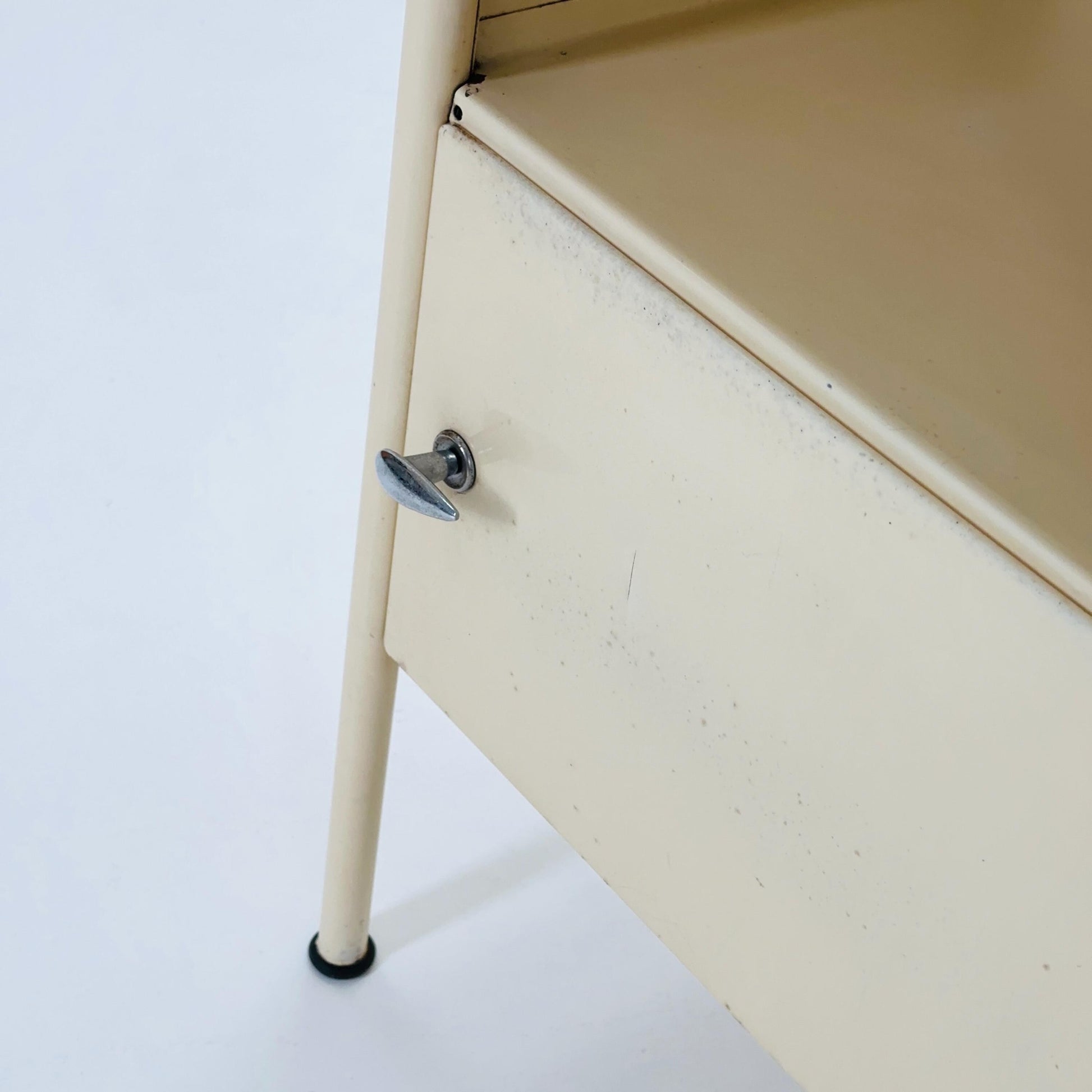 Mid century Bauhaus metal nightstand by Stiegelmeyer in white 1940s Germany