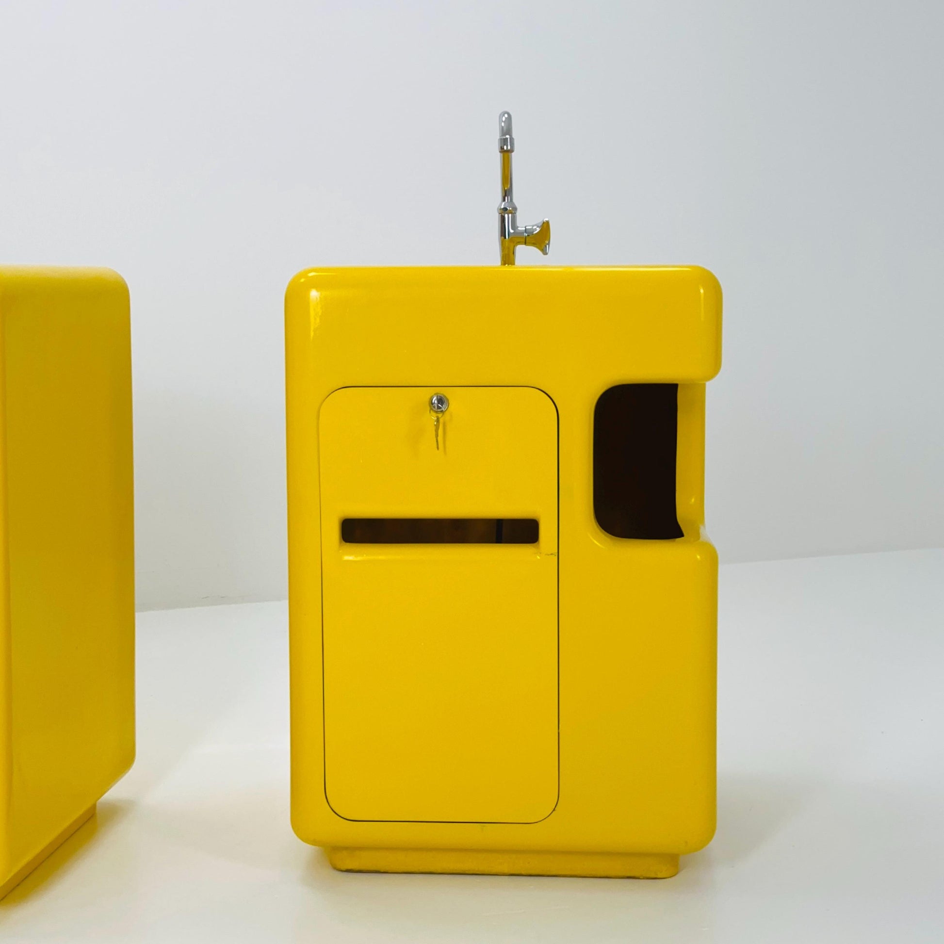 Space Age Yellow Fiberglass Sink | Mid Century Modern Bathroom Unit | 1980s Germany