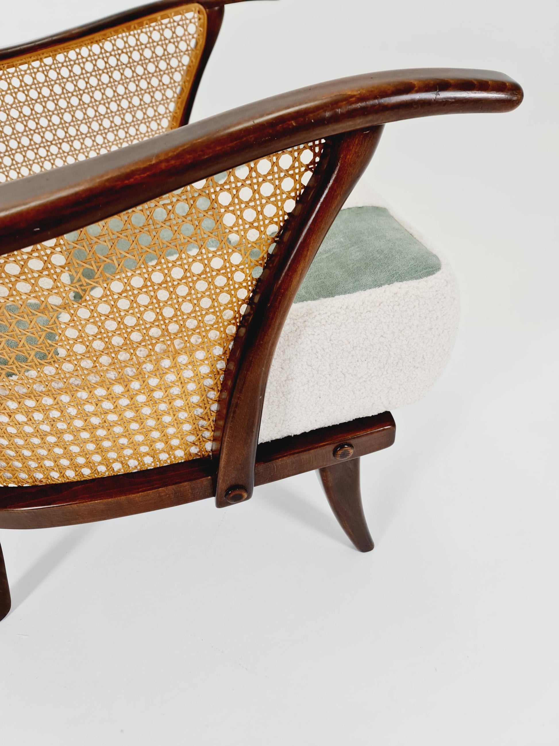 Rare Midcentury German Set of Wiener Rattan club lounge chair , 1950s