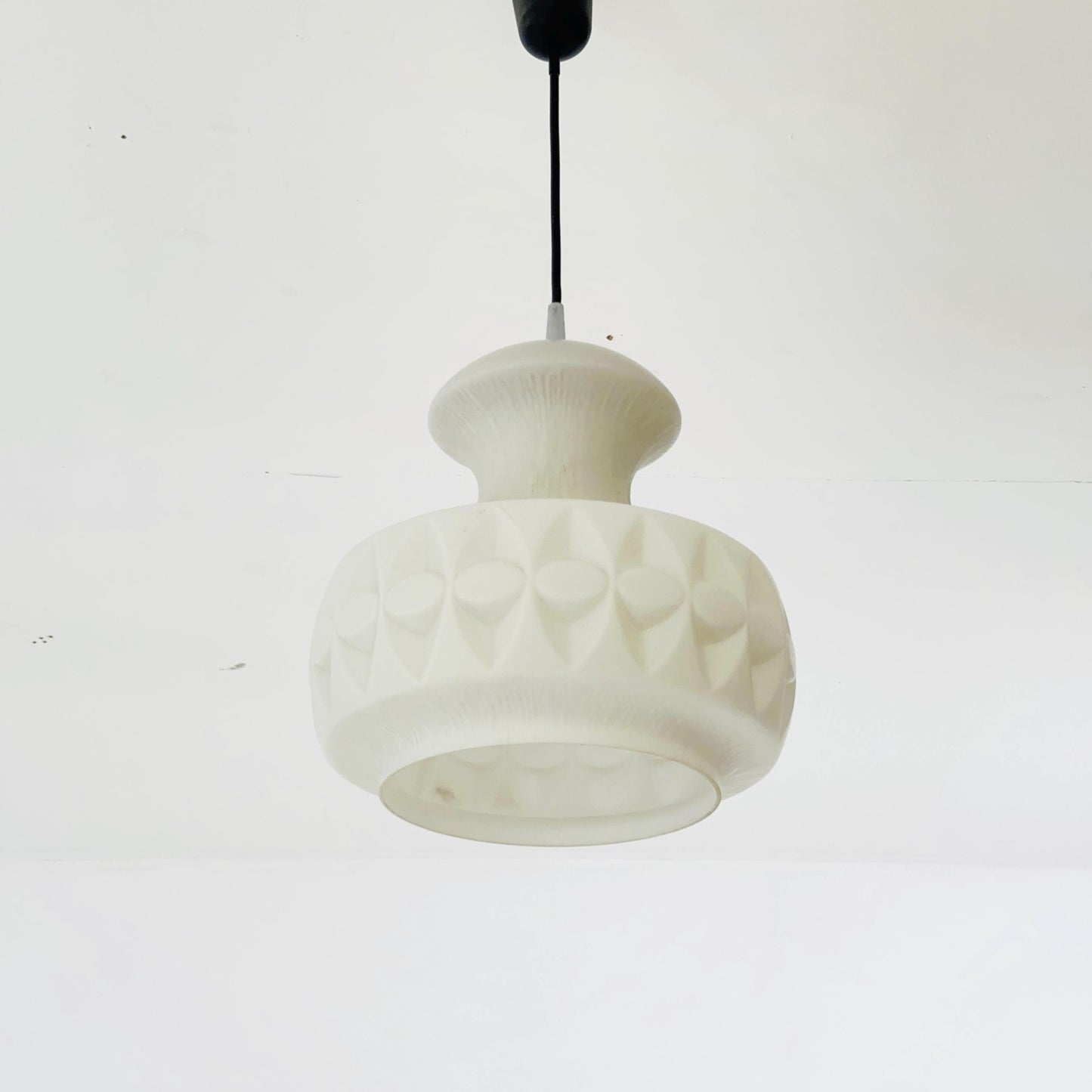 Mid century opaline glass pendant lamp from Peill & Putzler, Germany 1970s