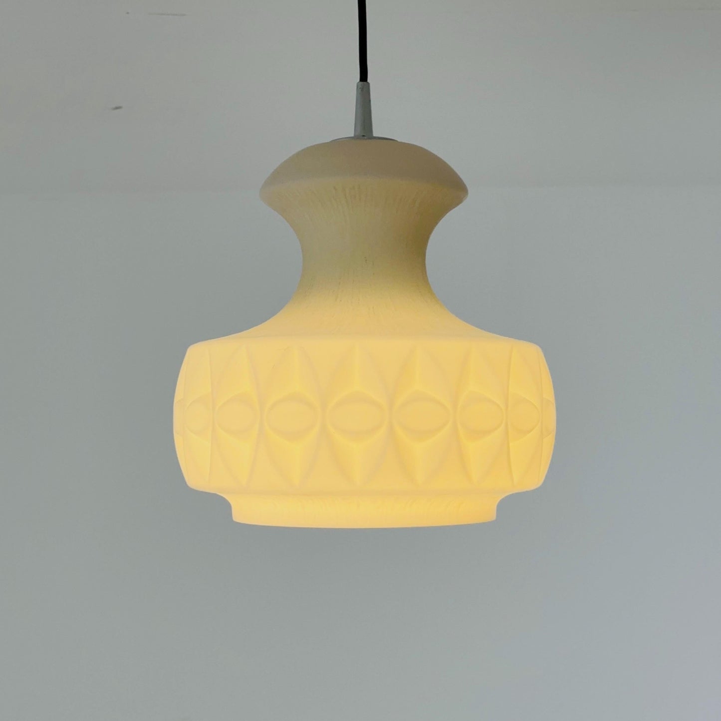Mid century opaline glass pendant lamp from Peill & Putzler, Germany 1970s