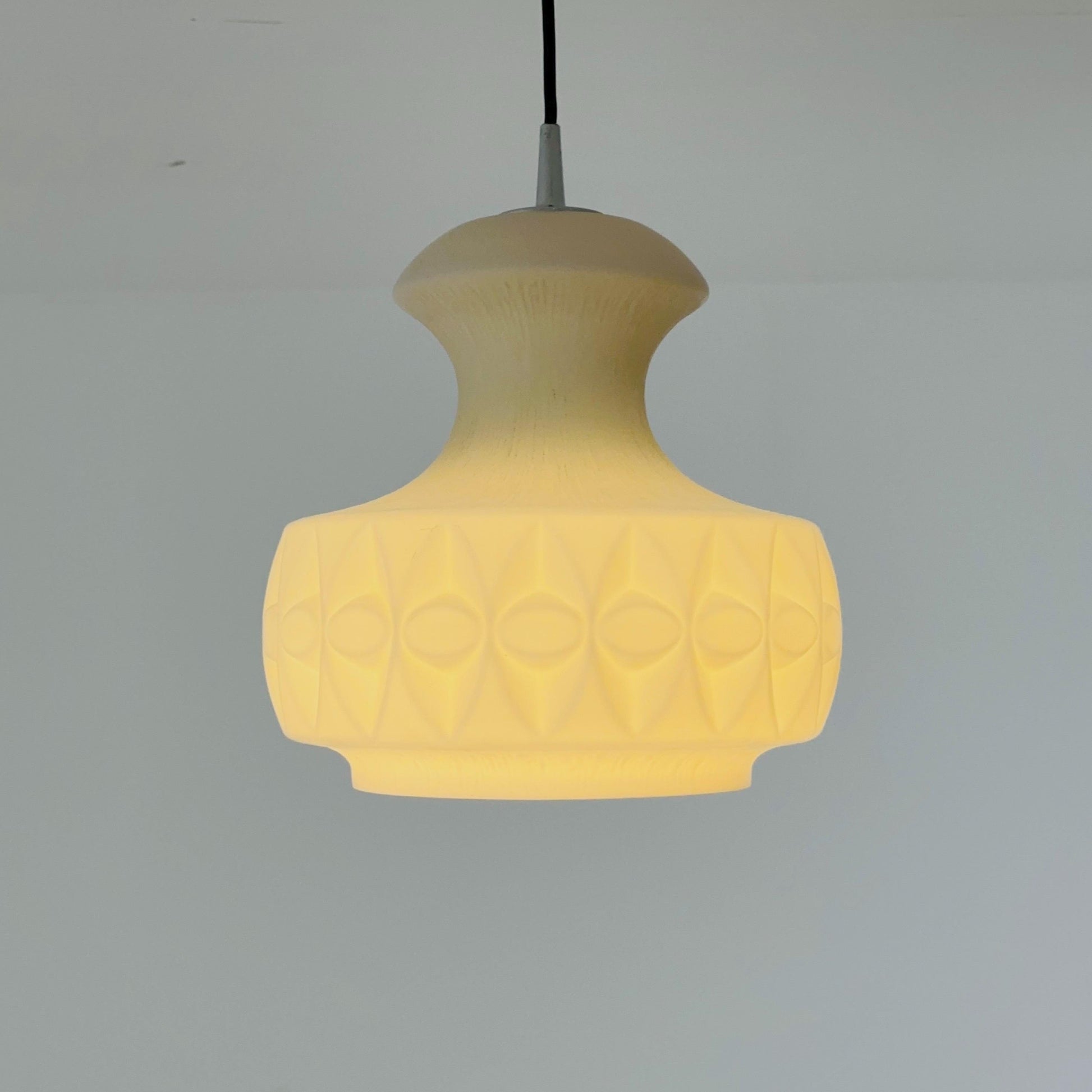 Mid century opaline glass pendant lamp from Peill & Putzler, Germany 1970s