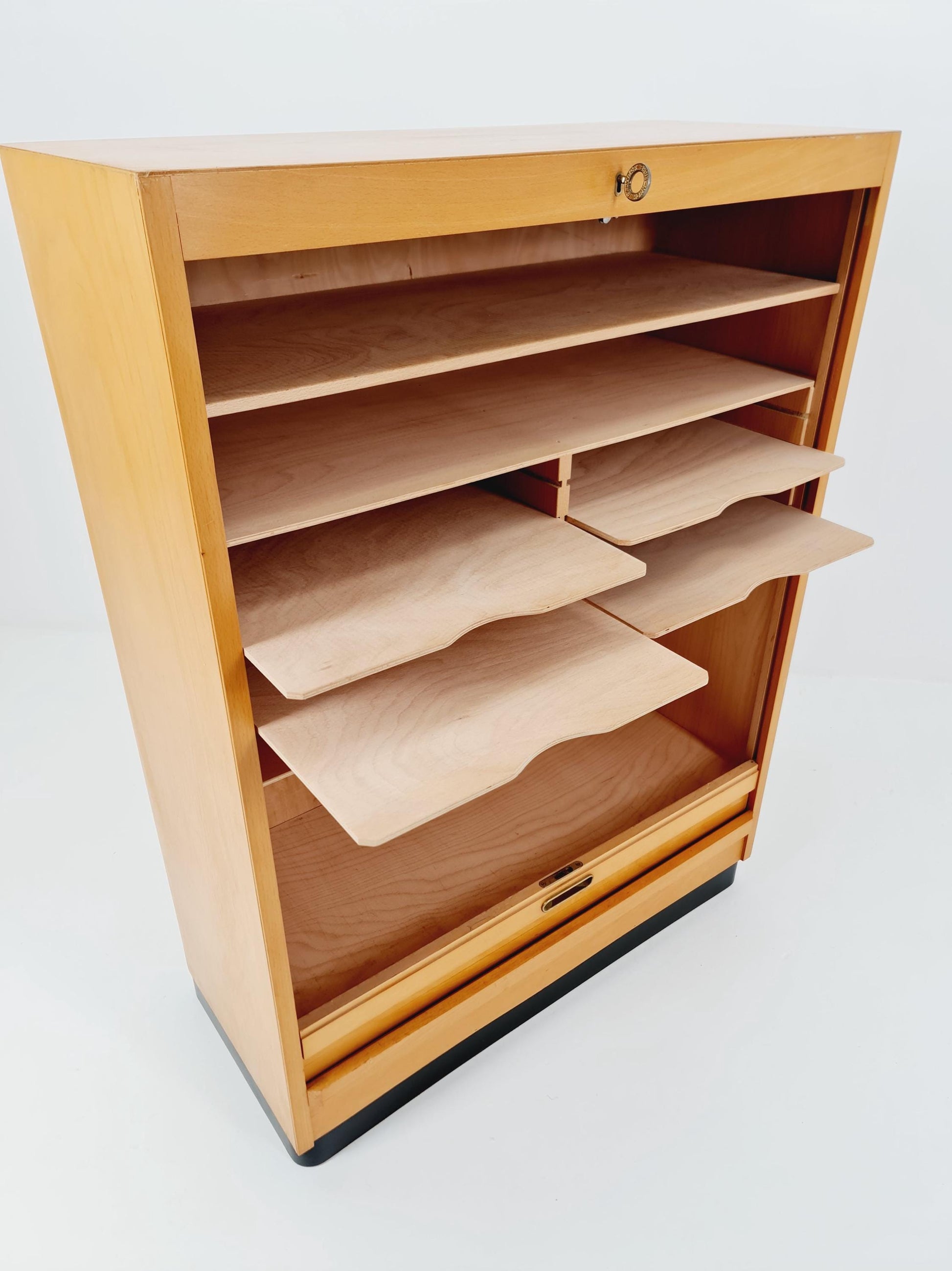Bauhaus German roll document cabinet Wood by Koncord Möbel , 1930s