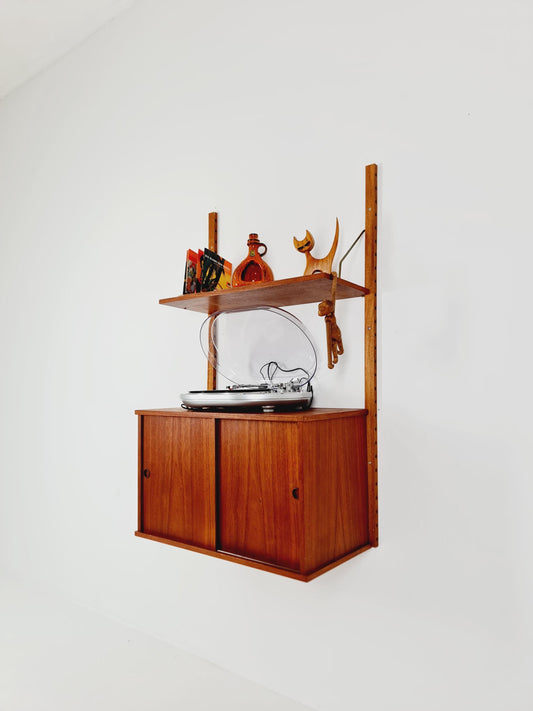 Mid century Single Danish Teak Wall Unit with Vinyl Box / Record Cabinet 1960s