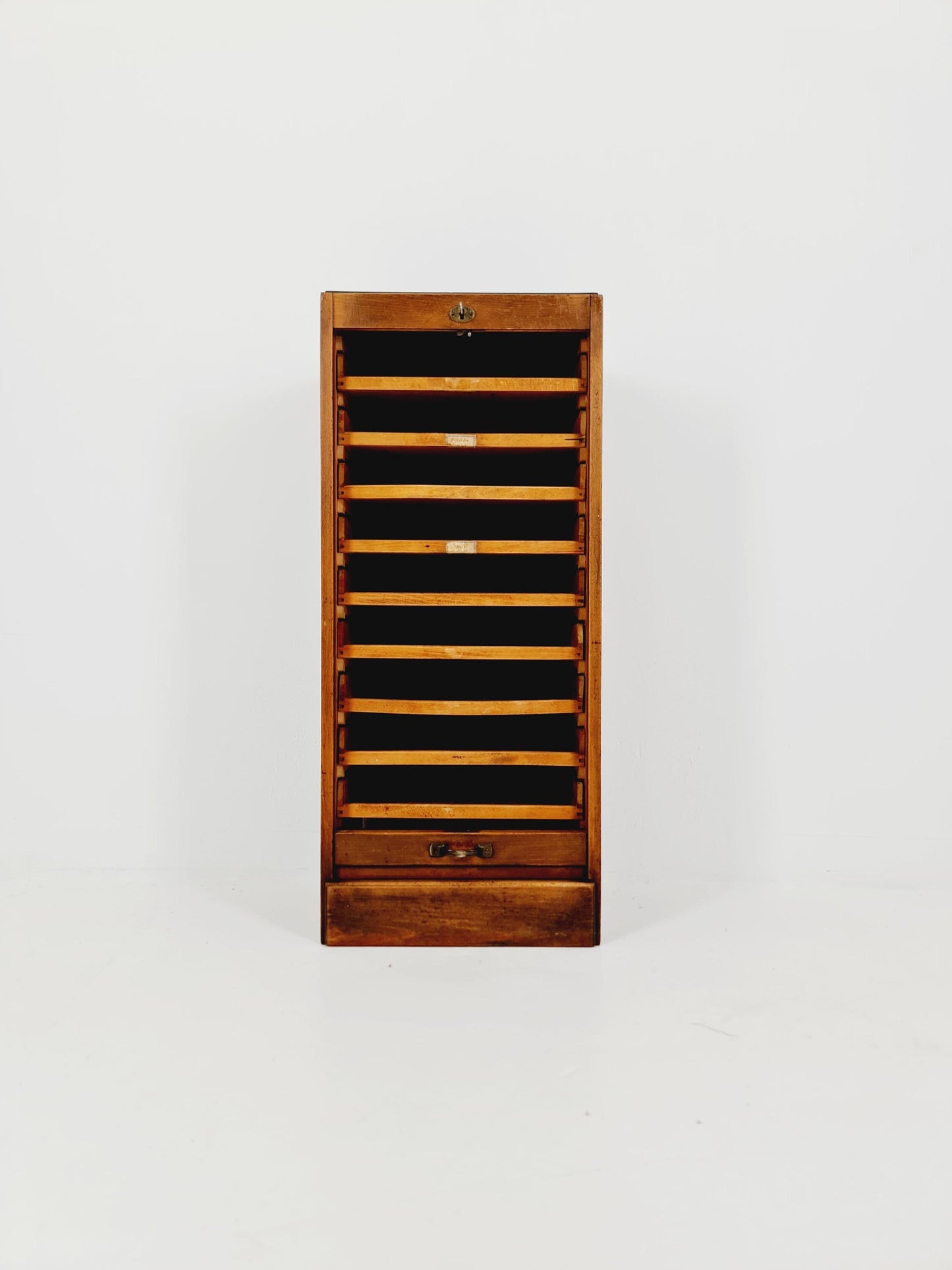 Bauhaus German roll document cabinet in walnut Wood , 1930s