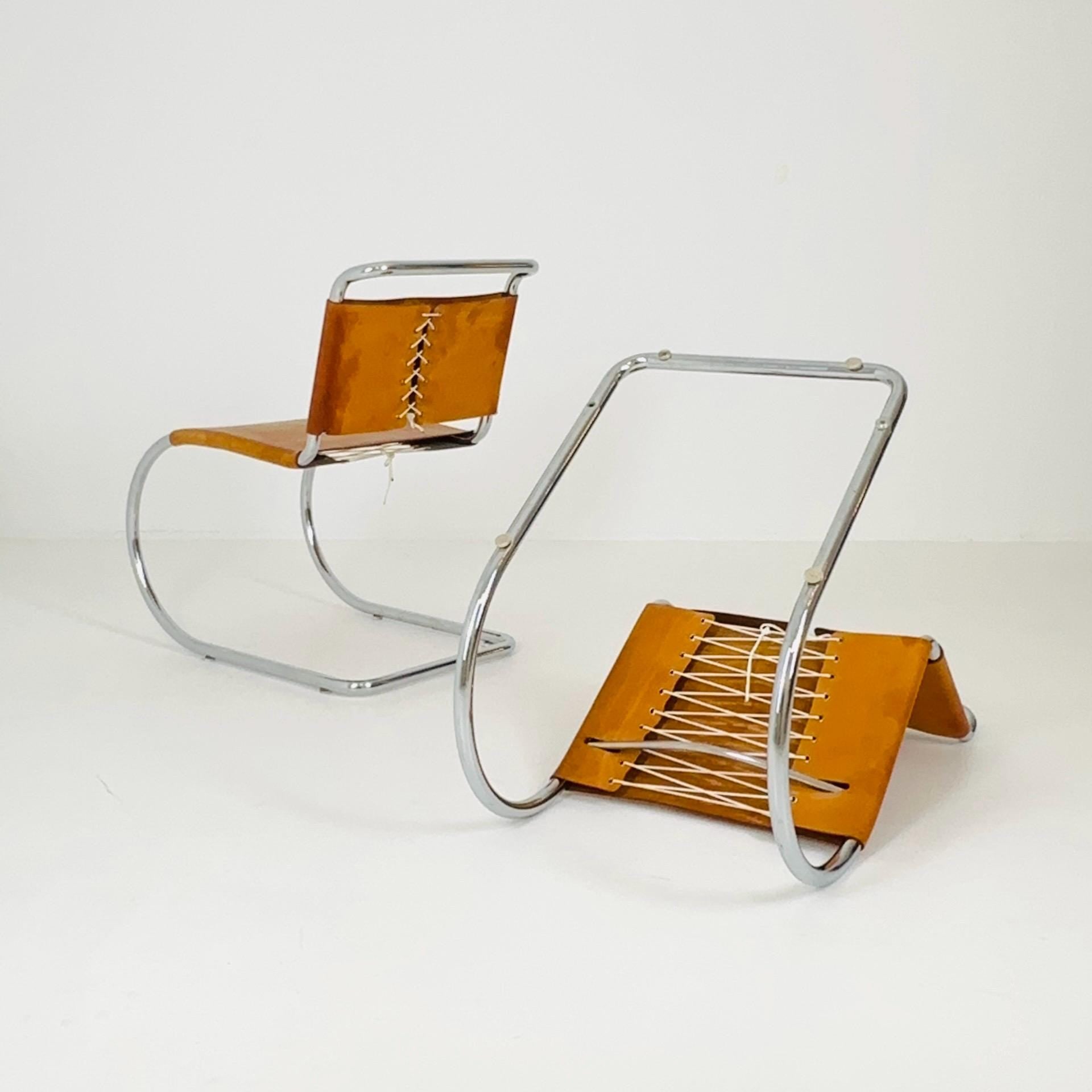 Set of 2 Bauhaus Mid-Century Modern Mies van der Rohe MR 10 Chair , 1980s Italy