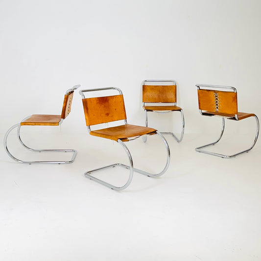Set of 4 Bauhaus Mid-Century Modern Mies van der Rohe MR 10 Chair , 1980s Italy