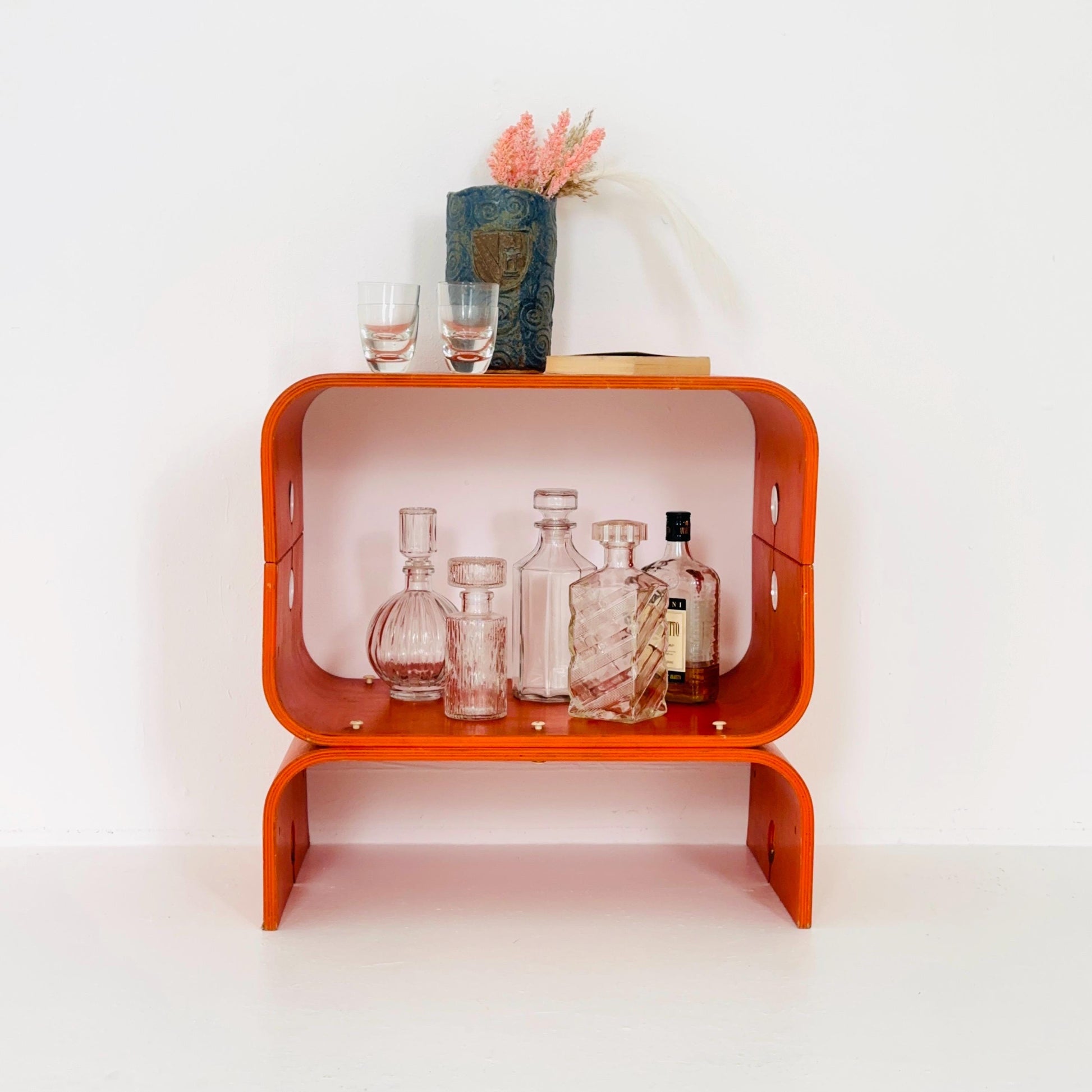 Rare Mid-Century Modern Orange Bentwood Bar Table – Germany 1980s – Iconic Space Age Design