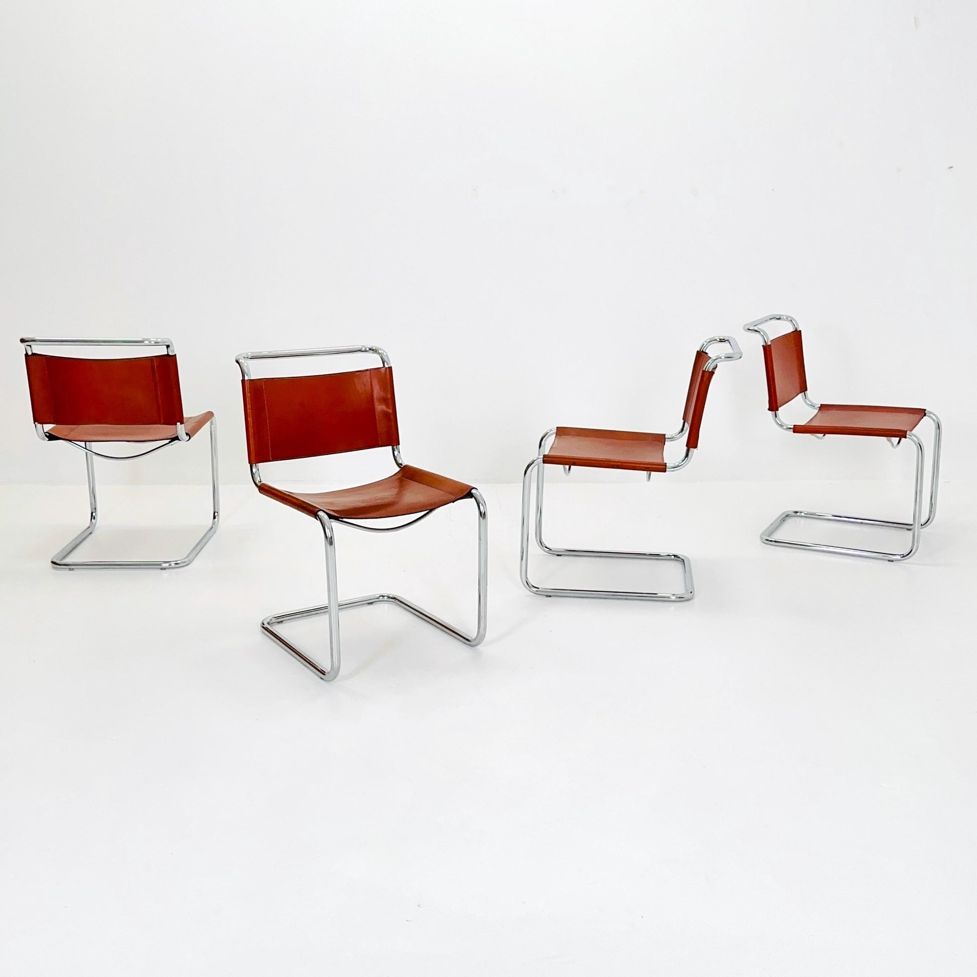 Set of 4 Bauhaus Mart Stam S33 Chairs by Fasem Italy, 1980s