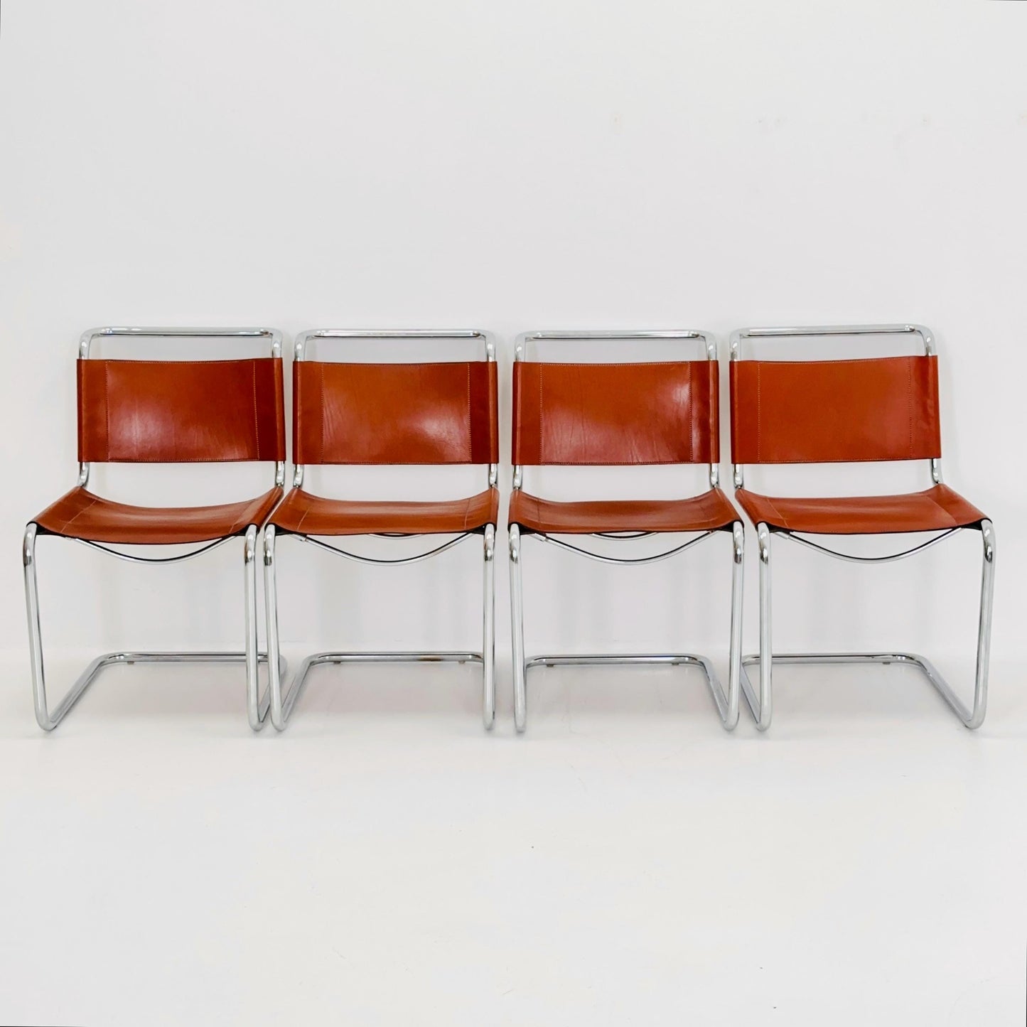 Set of 4 Bauhaus Mart Stam S33 Chairs by Fasem Italy, 1980s