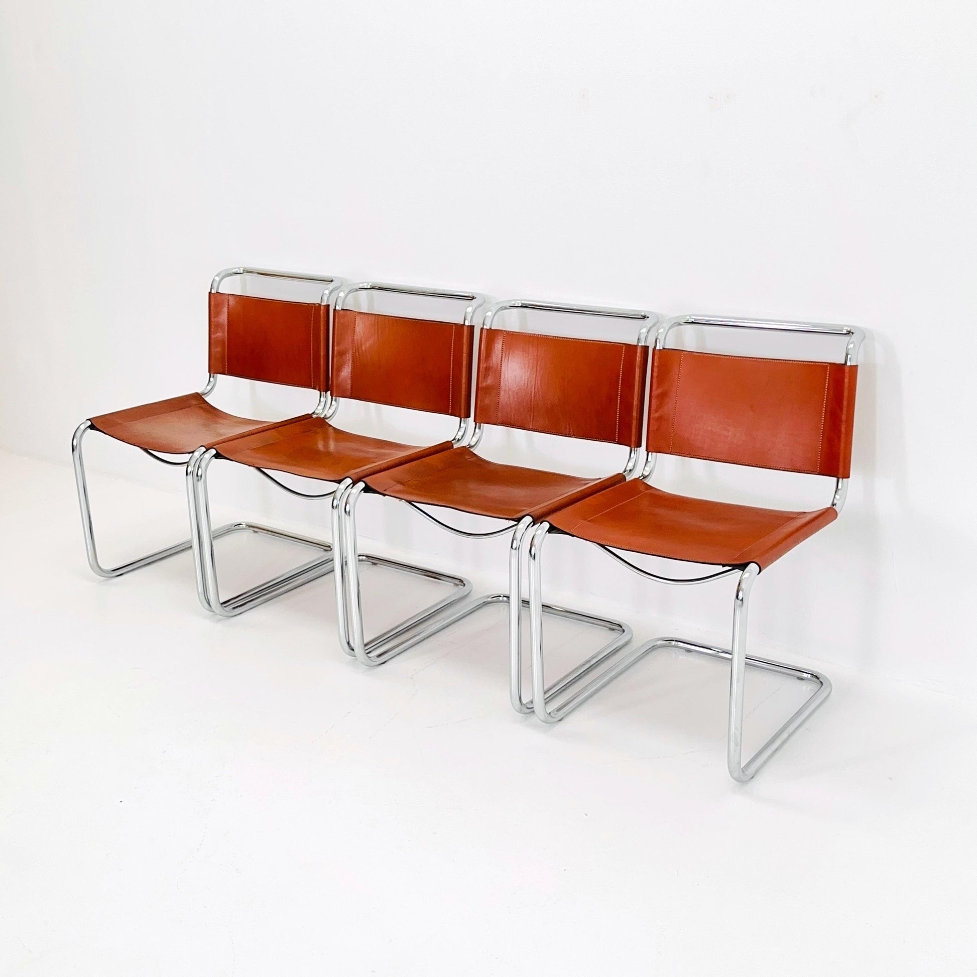 Set of 4 Bauhaus Mart Stam S33 Chairs by Fasem Italy, 1980s