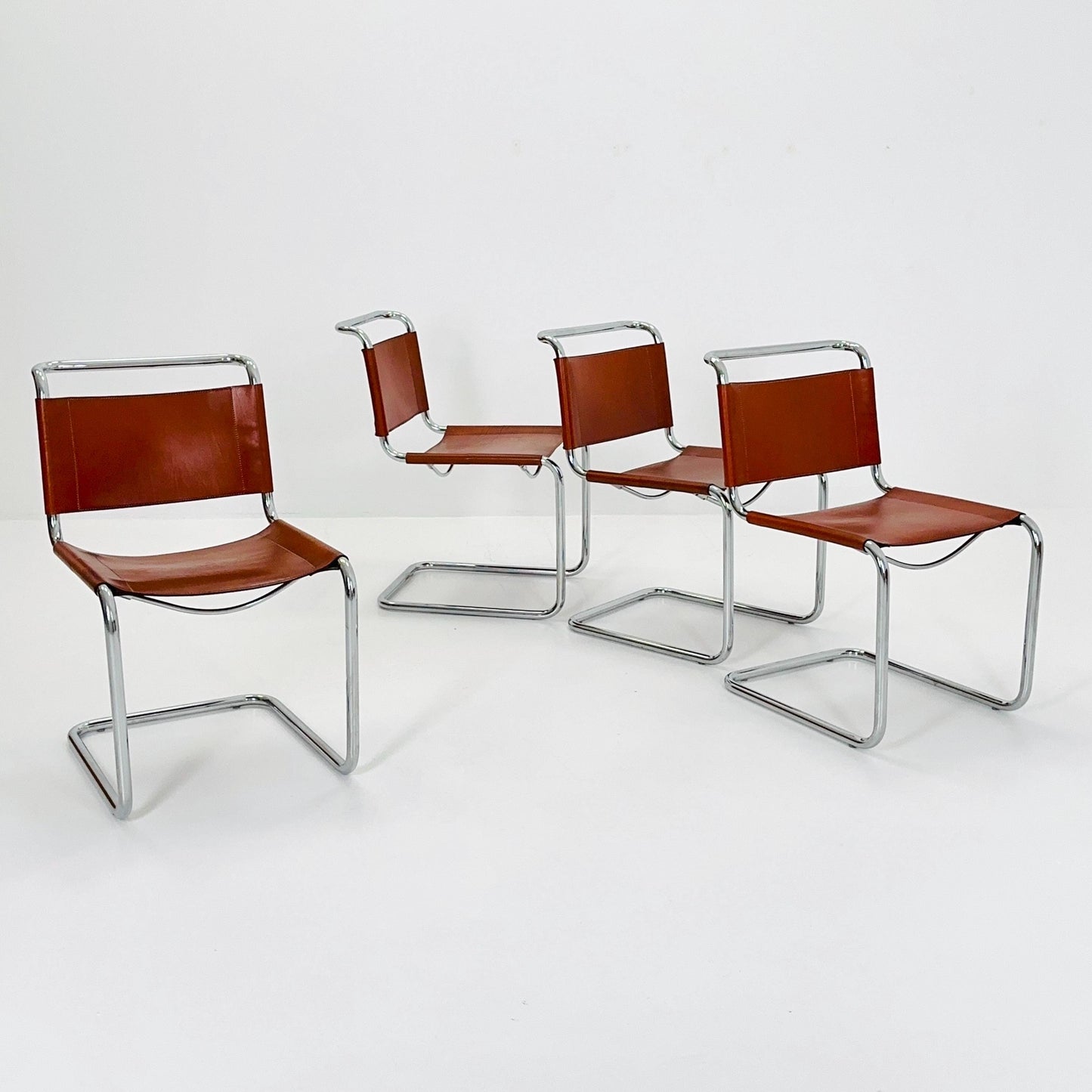 Set of 4 Bauhaus Mart Stam S33 Chairs by Fasem Italy, 1980s