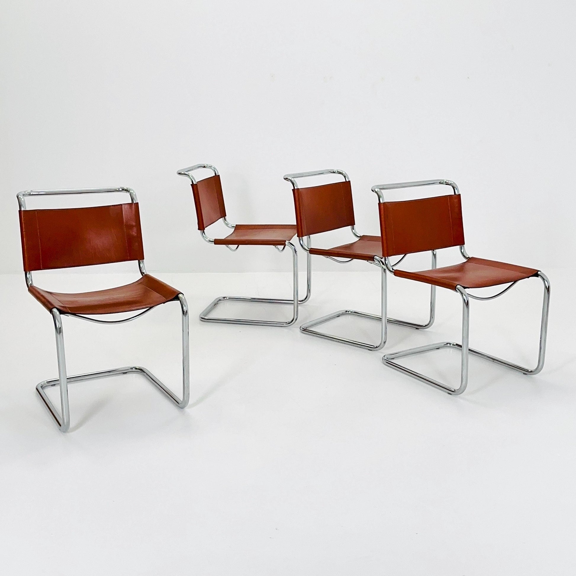 Set of 4 Bauhaus Mart Stam S33 Chairs by Fasem Italy, 1980s