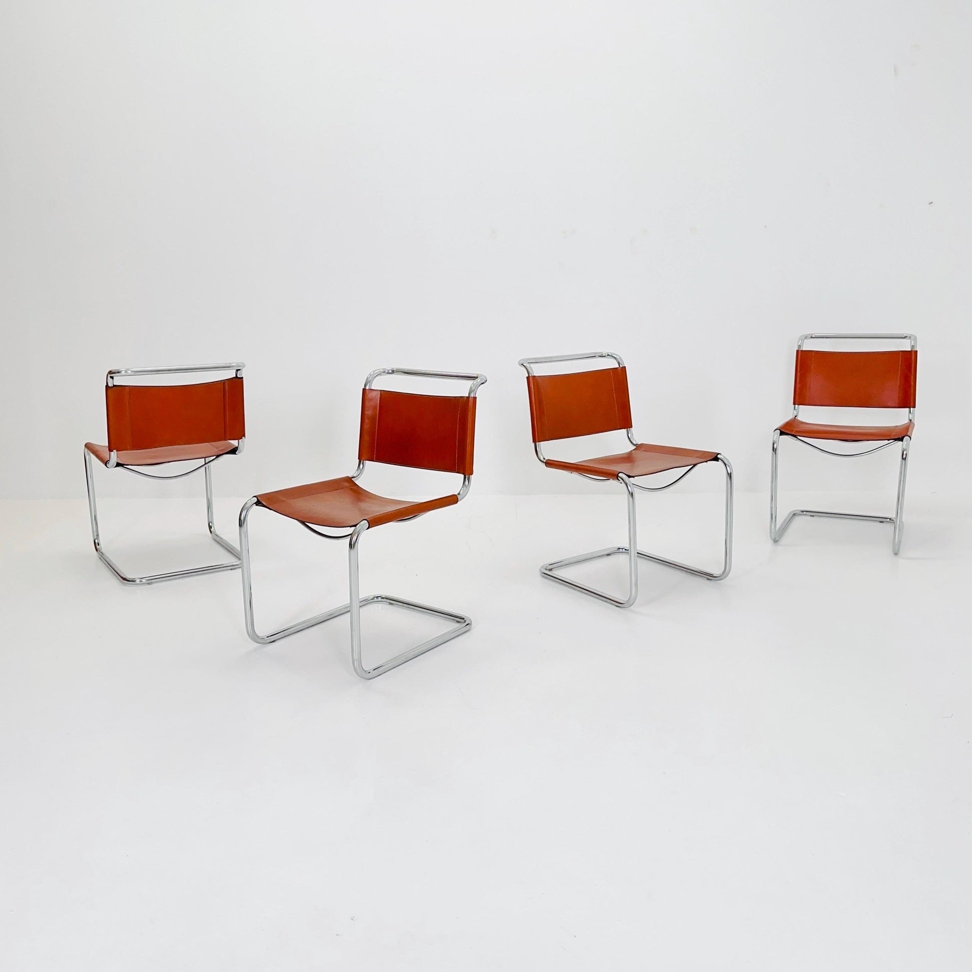 Set of 4 Bauhaus Mart Stam S33 Chairs by Fasem Italy, 1980s