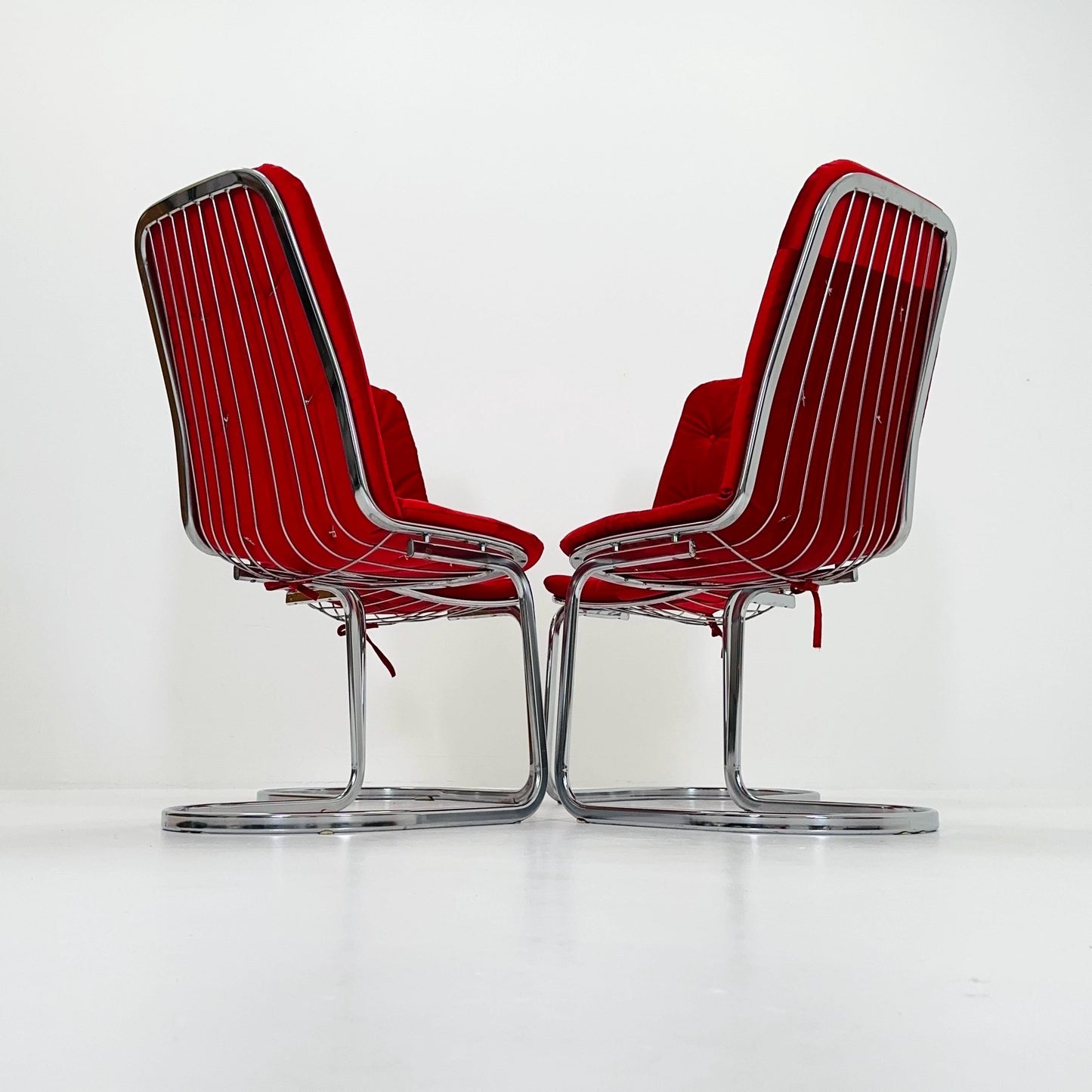 Set of 4 Mid century chrome Dining Chairs by Gastone Rinaldi for Rima , Italy, 1980s