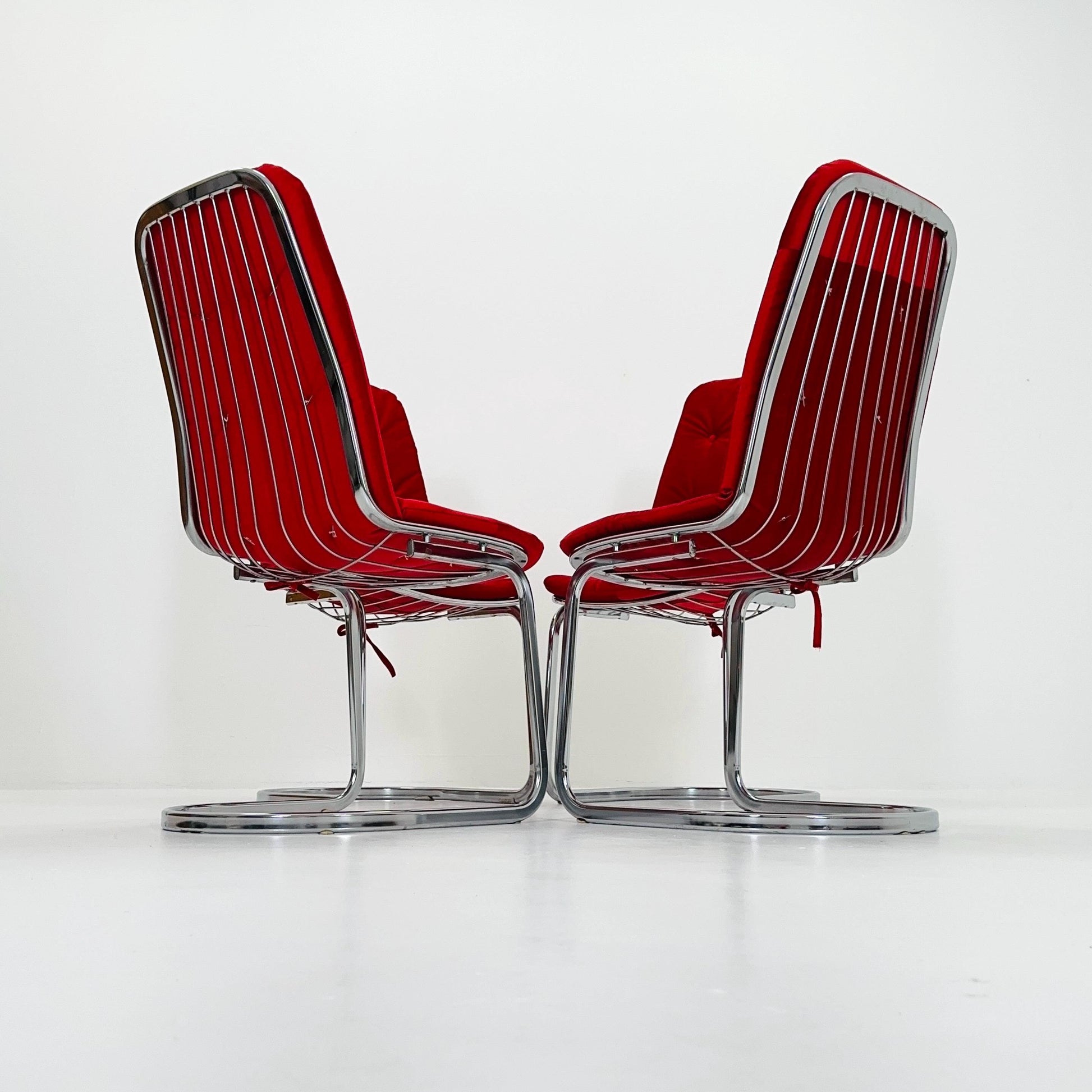 Set of 4 Mid century chrome Dining Chairs by Gastone Rinaldi for Rima , Italy, 1980s