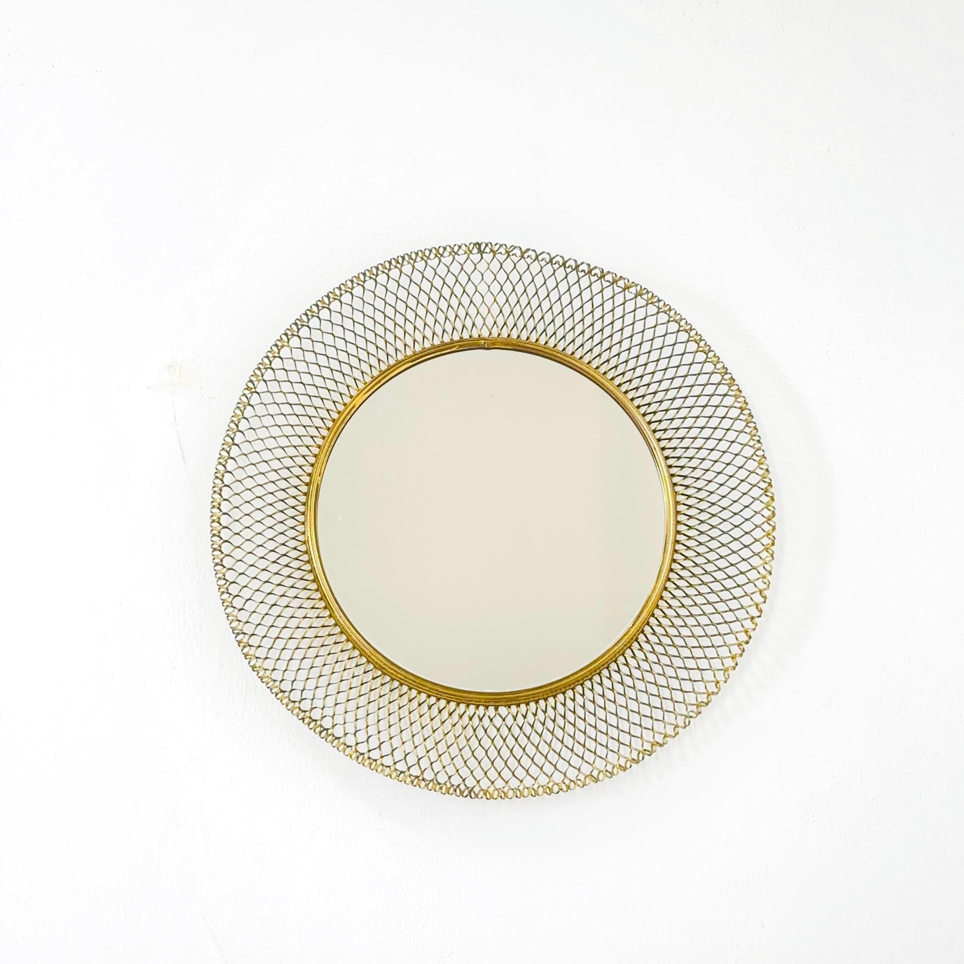 Mid-century wall mirror by Josef Frank Svenskt Tenn, Austria, Sweden, brass, 1950s