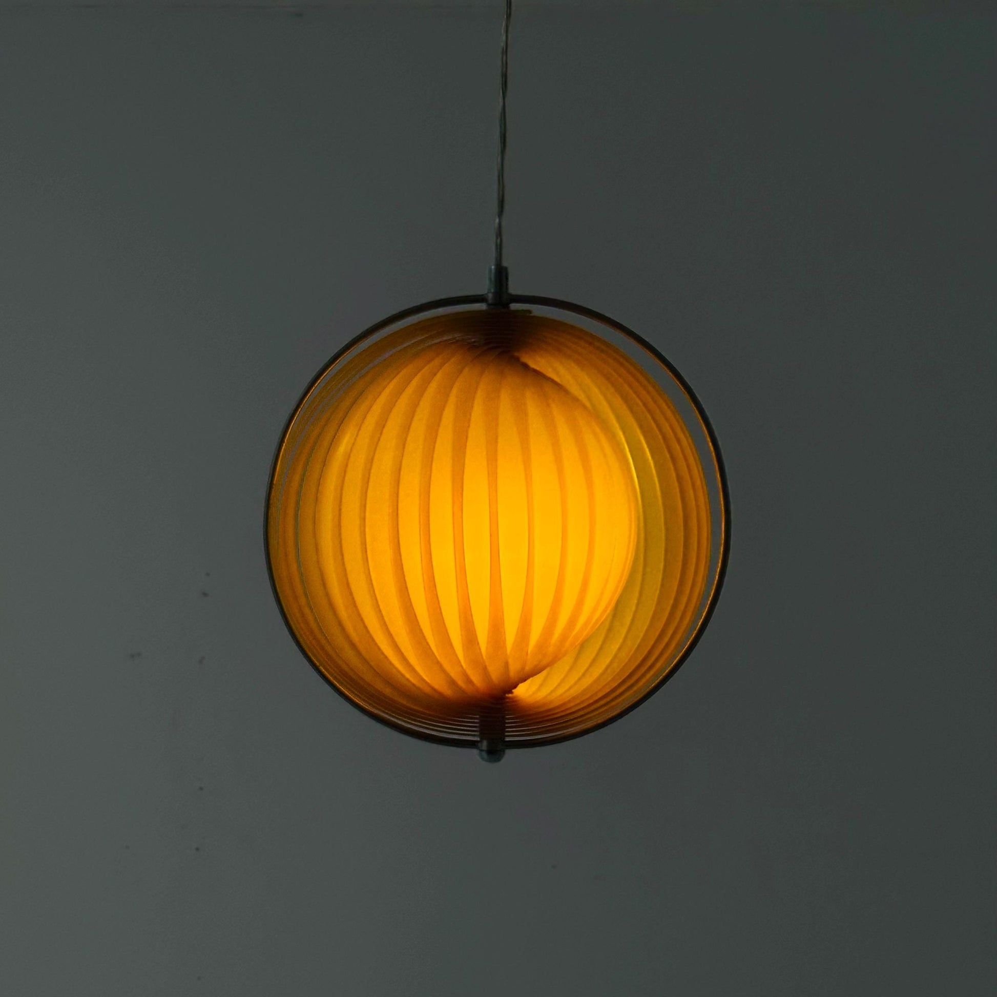 Mid-Century Yellow Moon Pendant Light by Kare Design – 1980s German Space Age Lamp