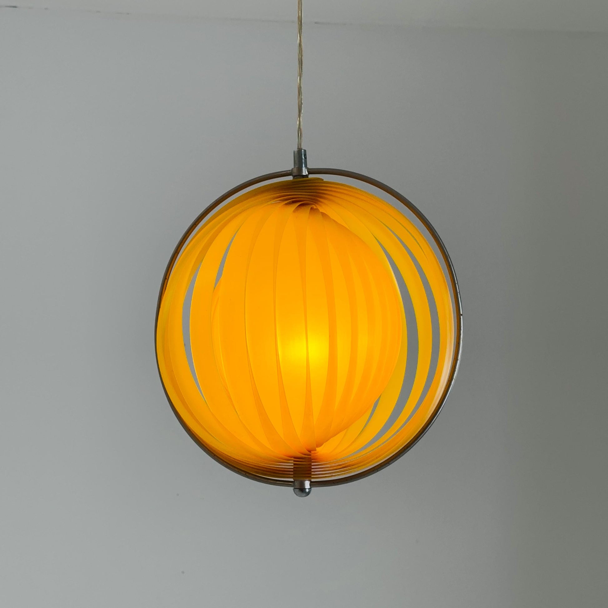 Mid-Century Yellow Moon Pendant Light by Kare Design – 1980s German Space Age Lamp