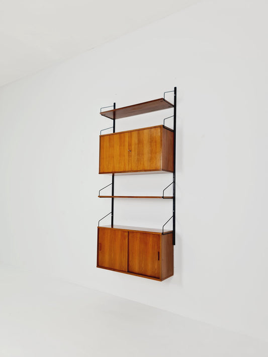 String shelf-system, bookcase with 2 cabinet Walnut Germany, 1950s