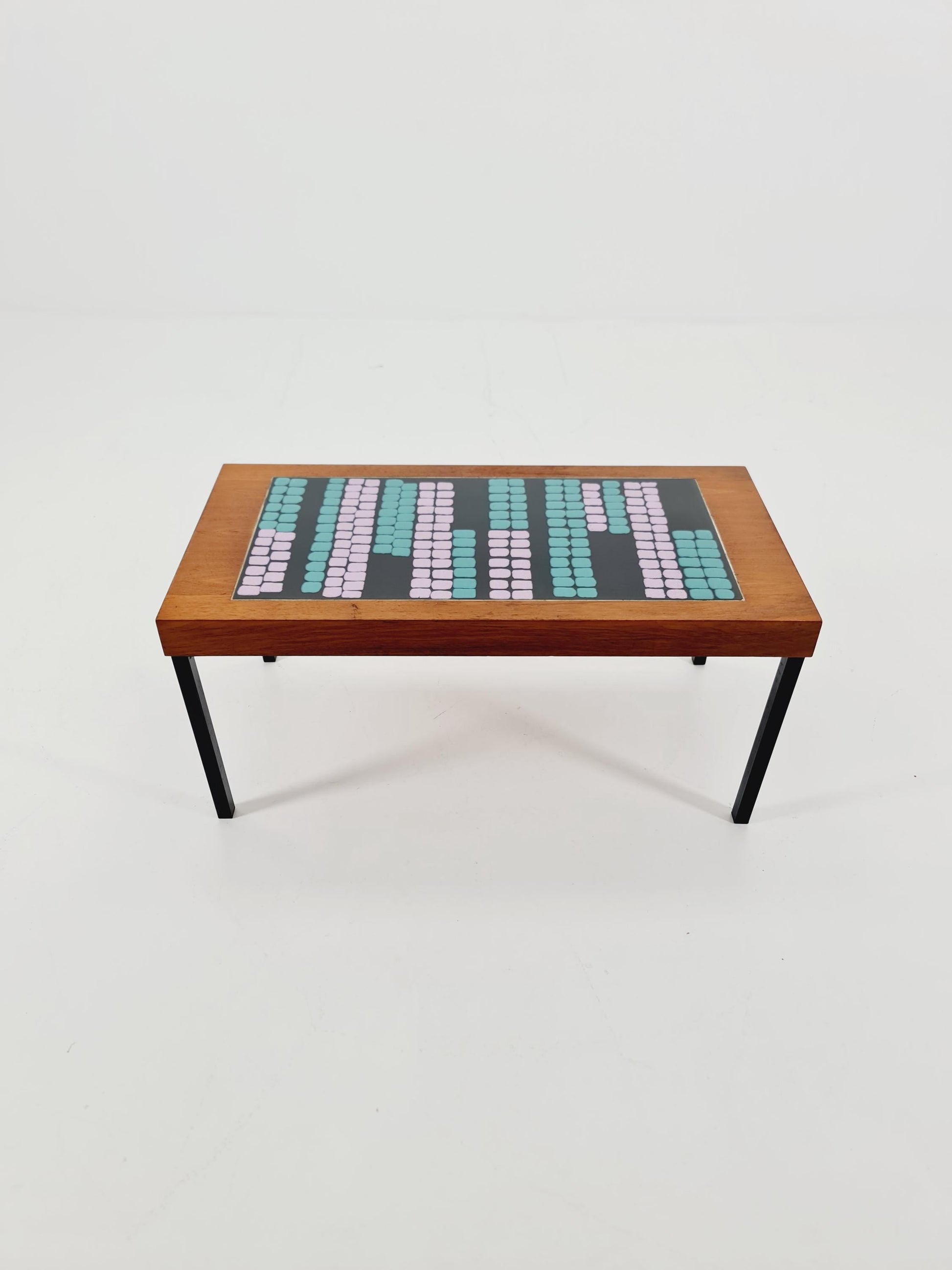 Mid century walnut Ceramic bench West Germany 1970s