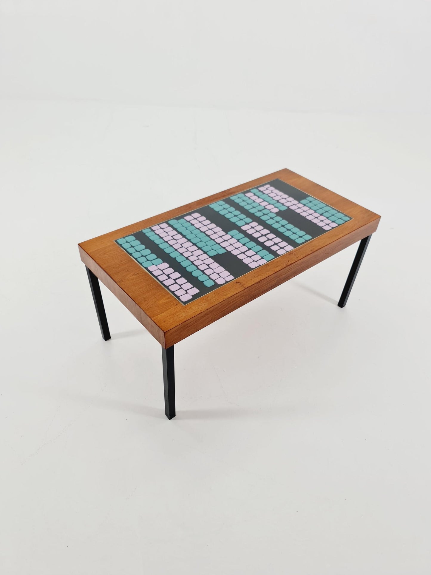 Mid century walnut Ceramic bench West Germany 1970s