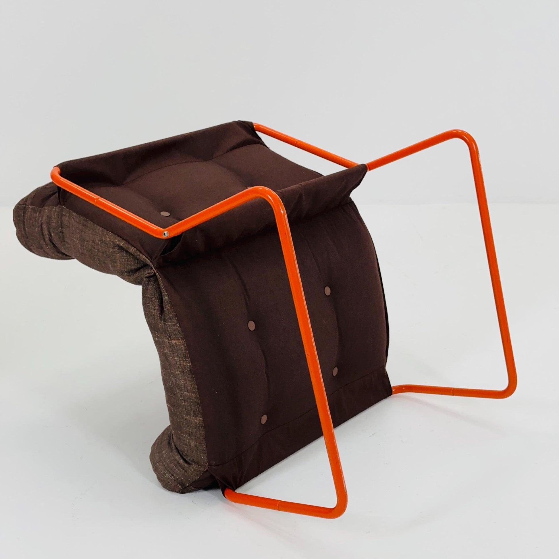 Mid-Century Pixi Lounge Chair by Gillis Lundgren for IKEA, 1970s – Retro Brown & Orange Striped Chair with Tubular Frame