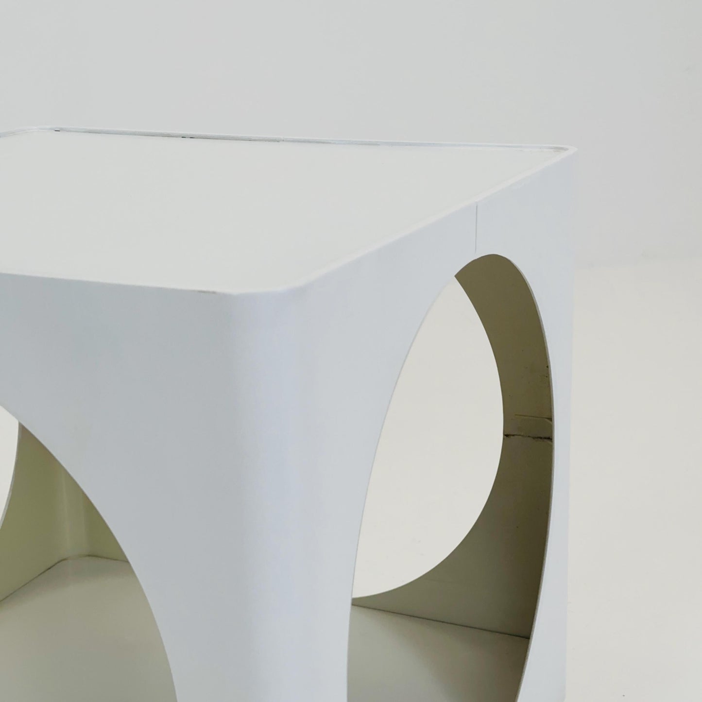Mid century Cubic space age white coffee club table 1970s Germany