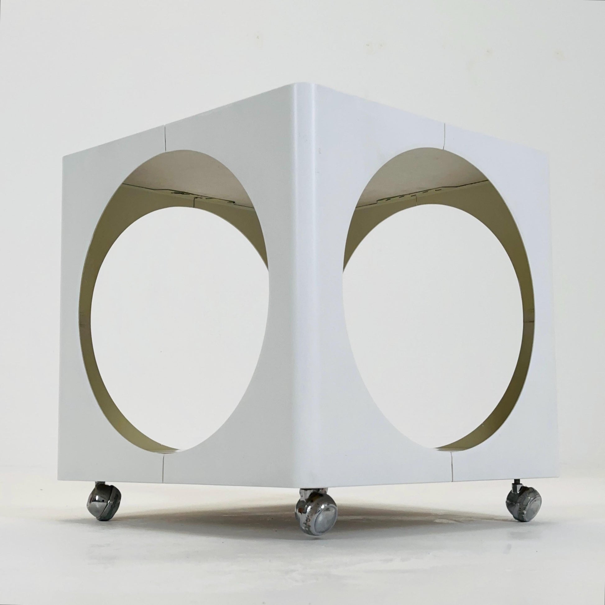 Mid century Cubic space age white coffee club table 1970s Germany