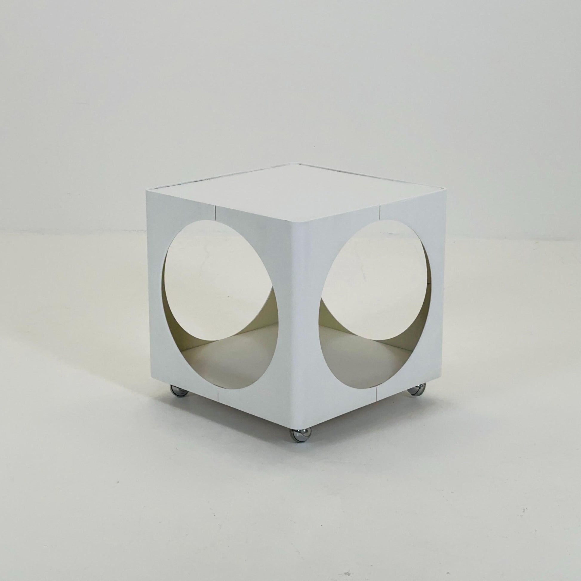 Mid century Cubic space age white coffee club table 1970s Germany