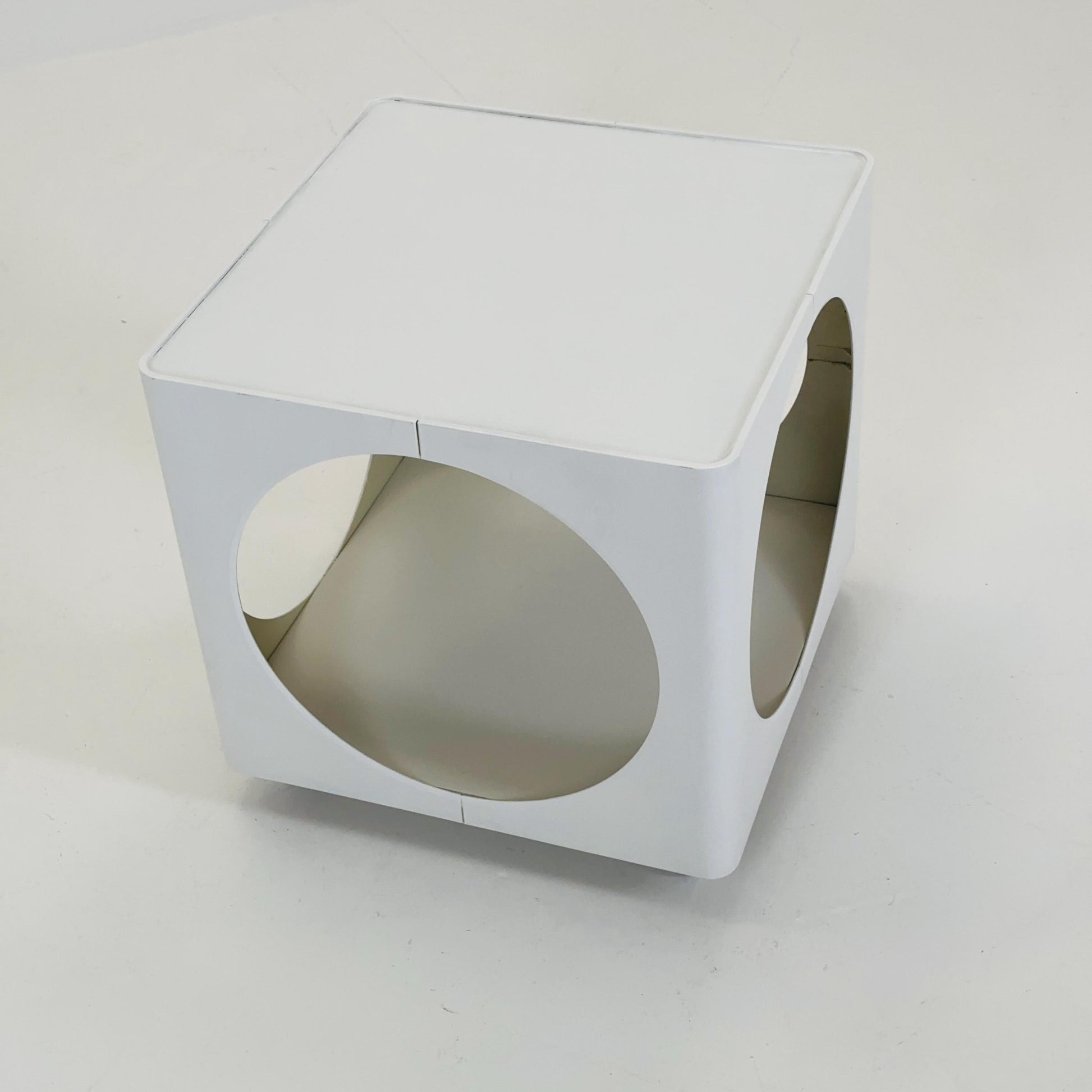 Mid century Cubic space age white coffee club table 1970s Germany