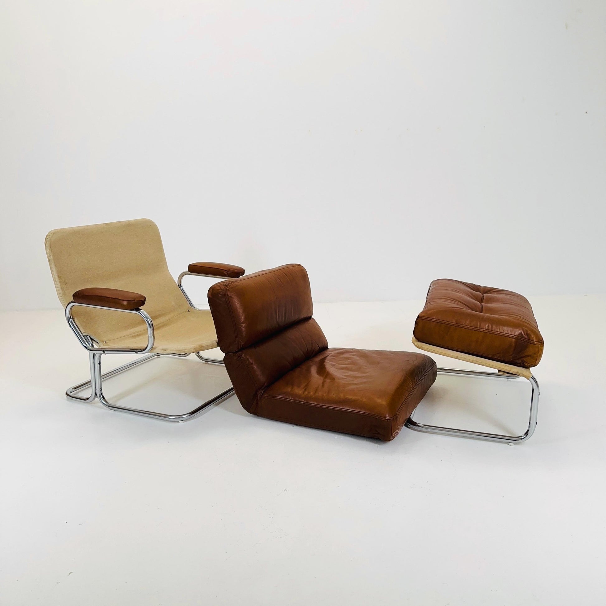 Mid century rare Lounge chair and ottoman by Rolf Benz Germany 1980s