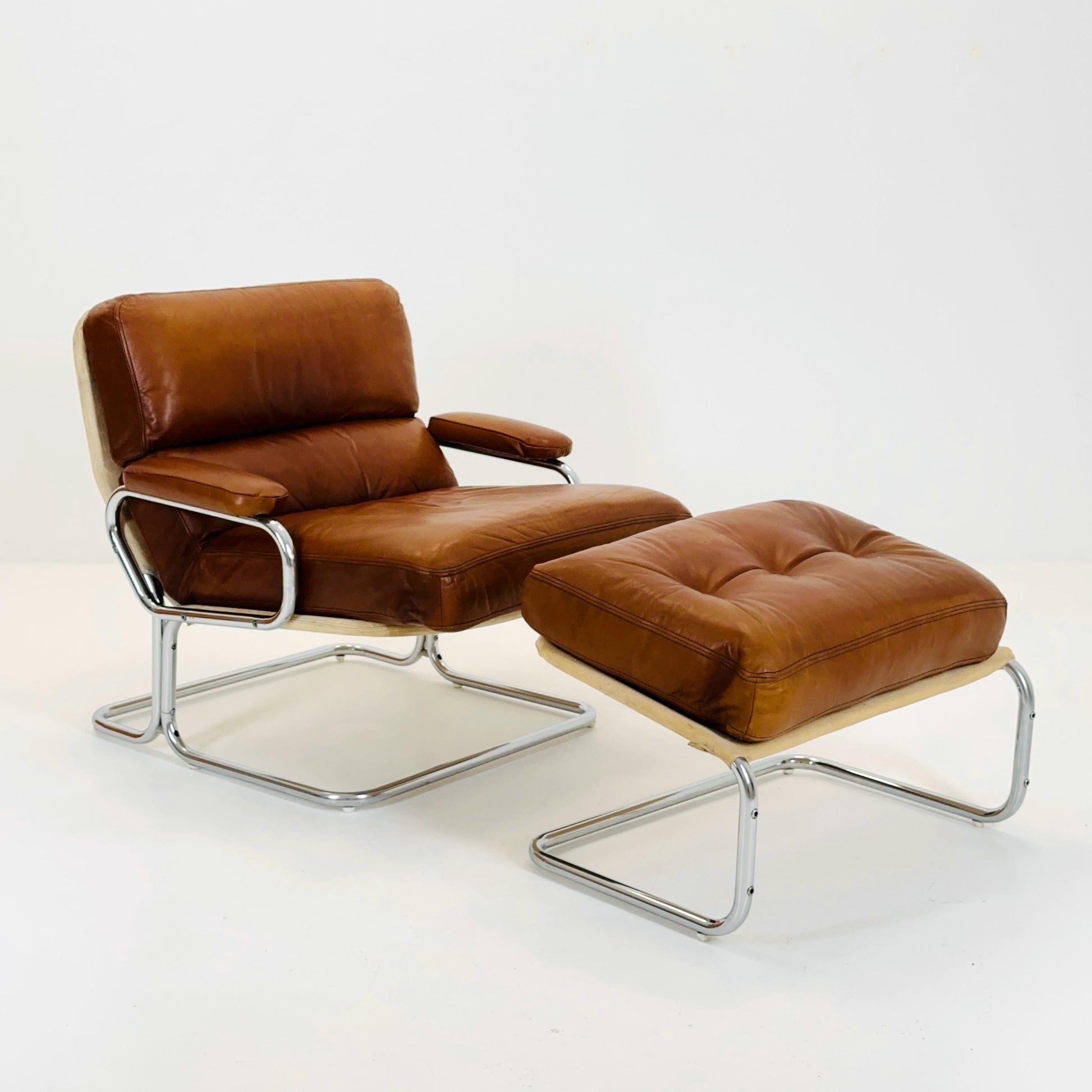 Mid century rare Lounge chair and ottoman by Rolf Benz Germany 1980s