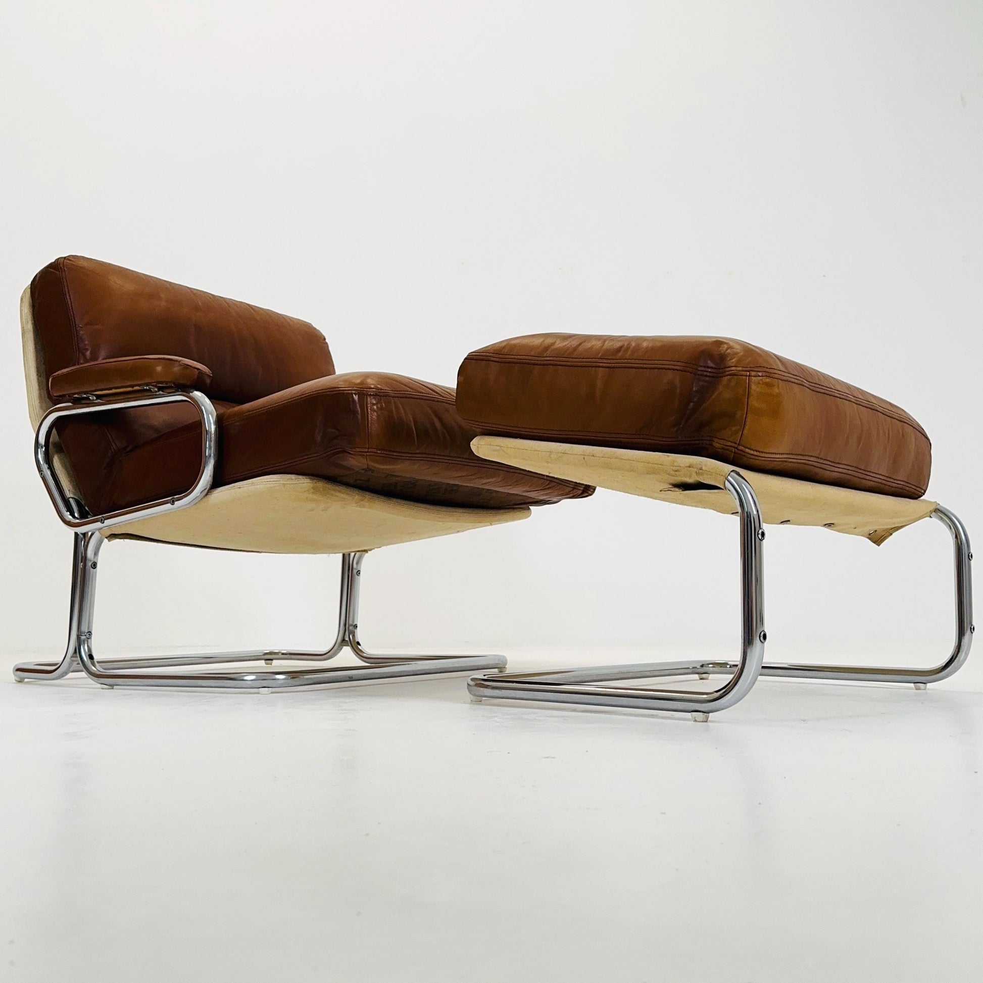 Mid century rare Lounge chair and ottoman by Rolf Benz Germany 1980s