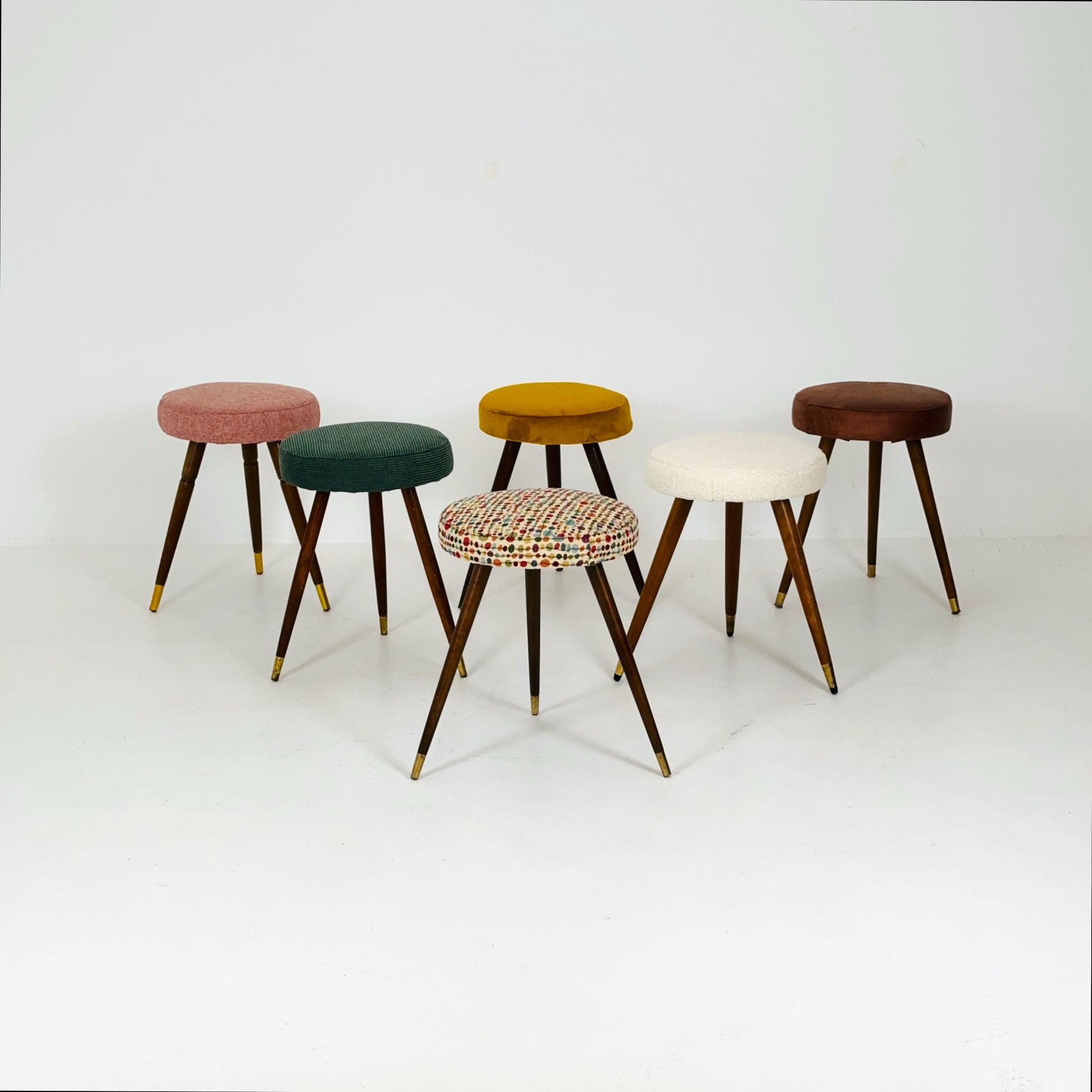 1 of 6 mid century modern stools German tripod vintage design 1960s