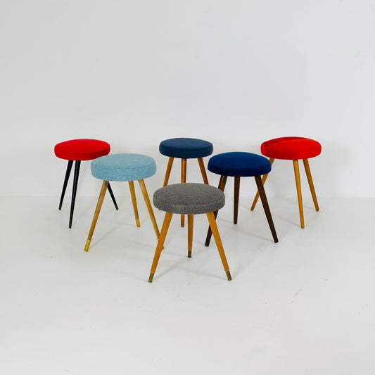 1 of 6 mid century modern stools German tripod vintage design 1960s