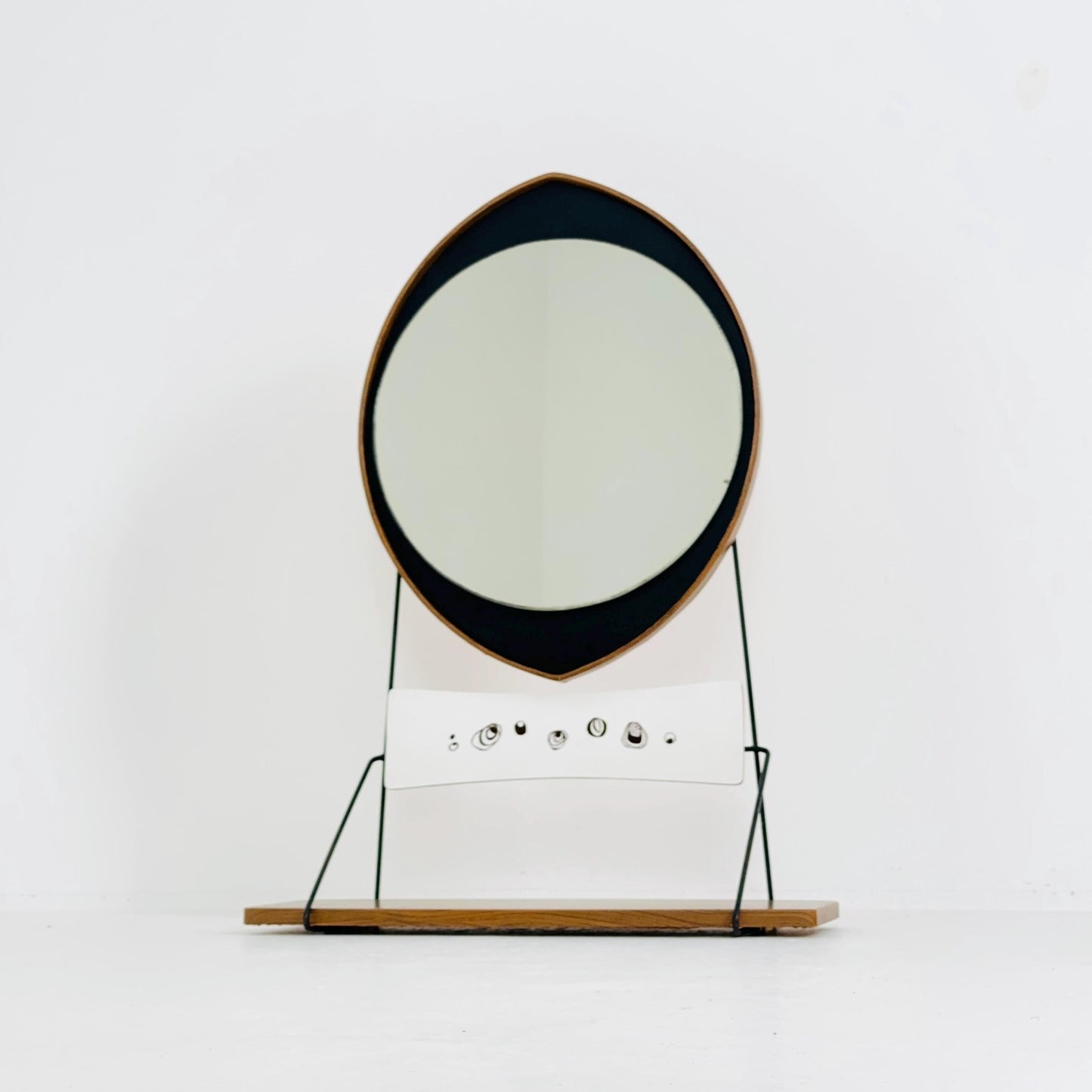Mid century Italian wall Mirror with Suspended Shelf by Pleto CC, Italy 1960s