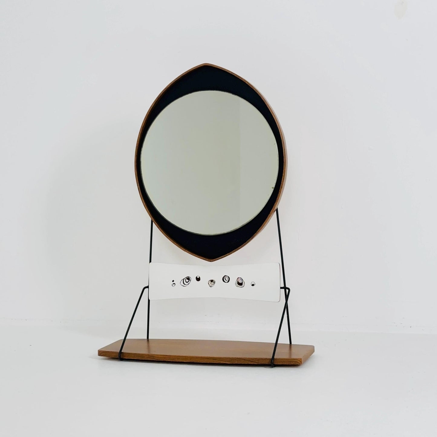 Mid century Italian wall Mirror with Suspended Shelf by Pleto CC, Italy 1960s