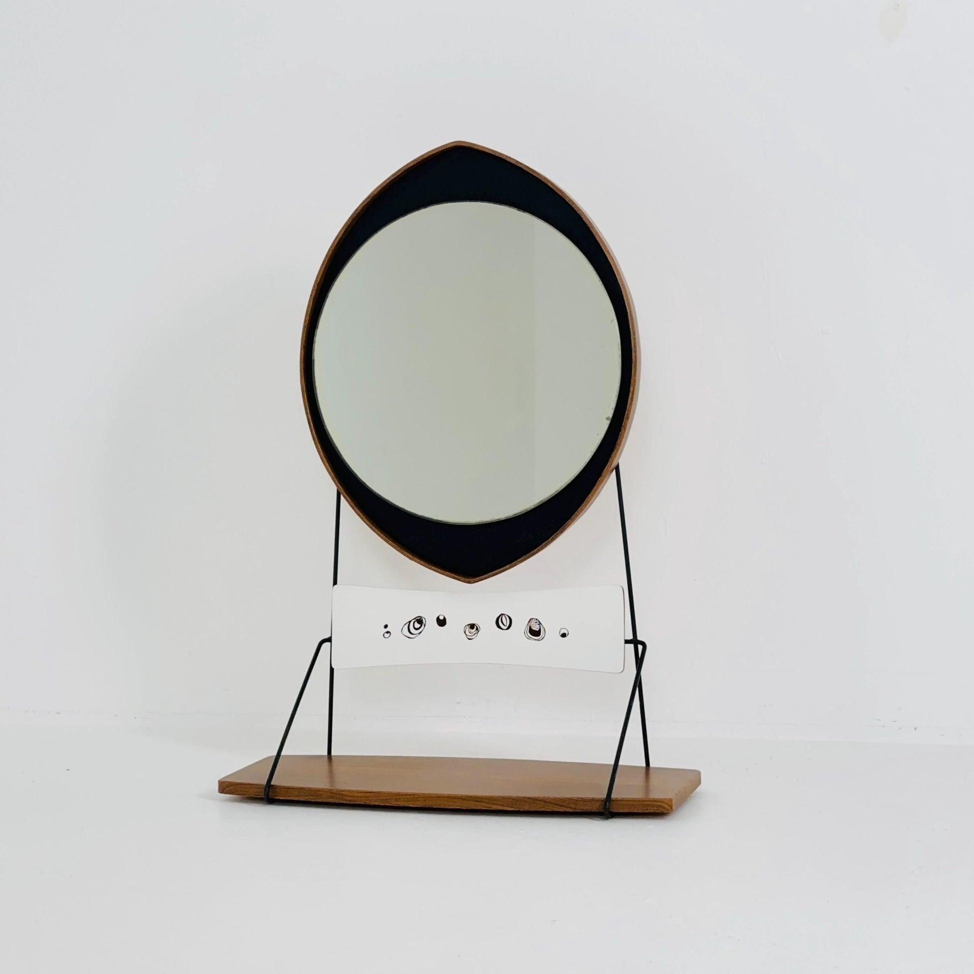 Mid century Italian wall Mirror with Suspended Shelf by Pleto CC, Italy 1960s